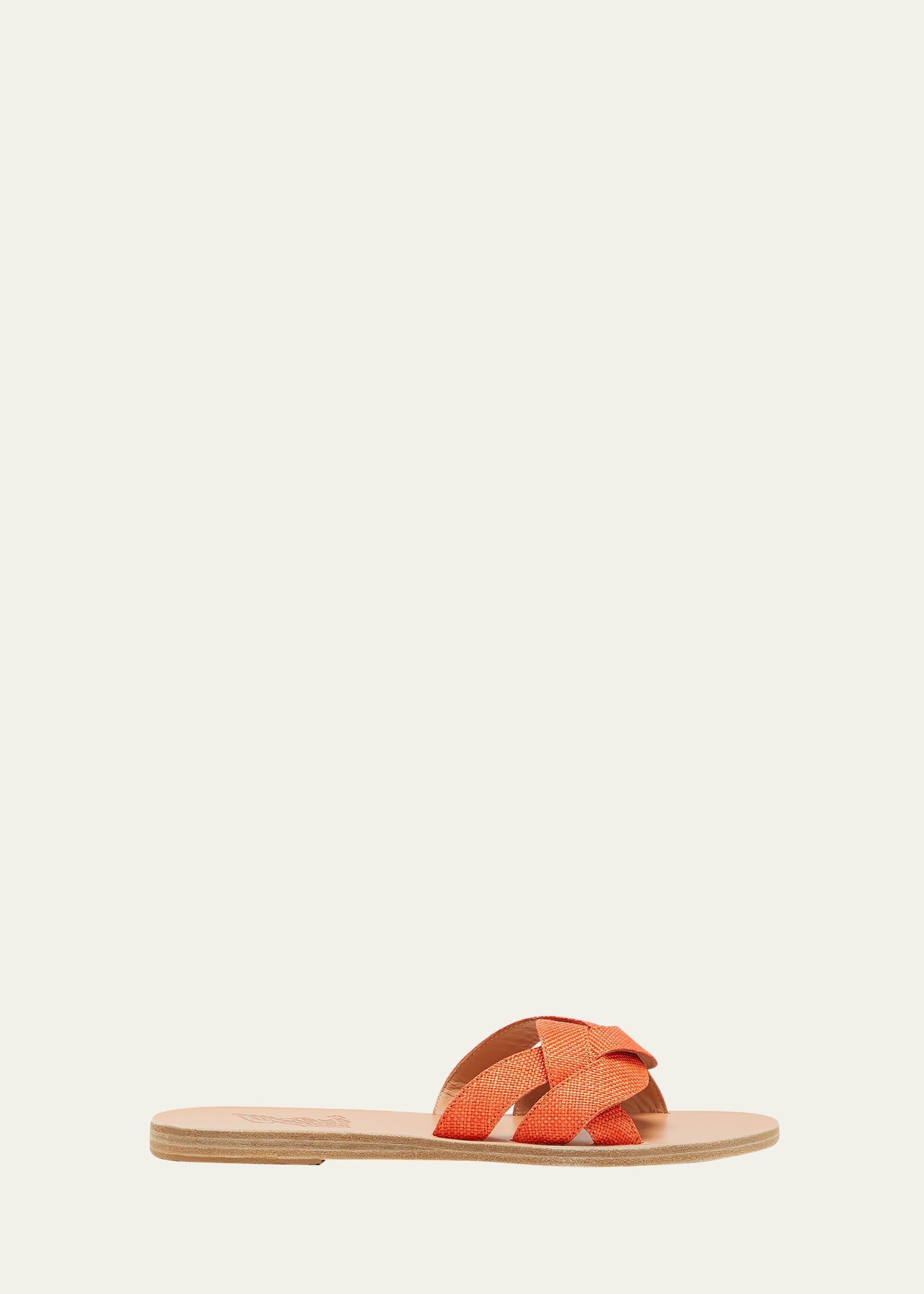 Ancient Greek Sandals Arachne Braided Raffia Slide Sandals In Arancio