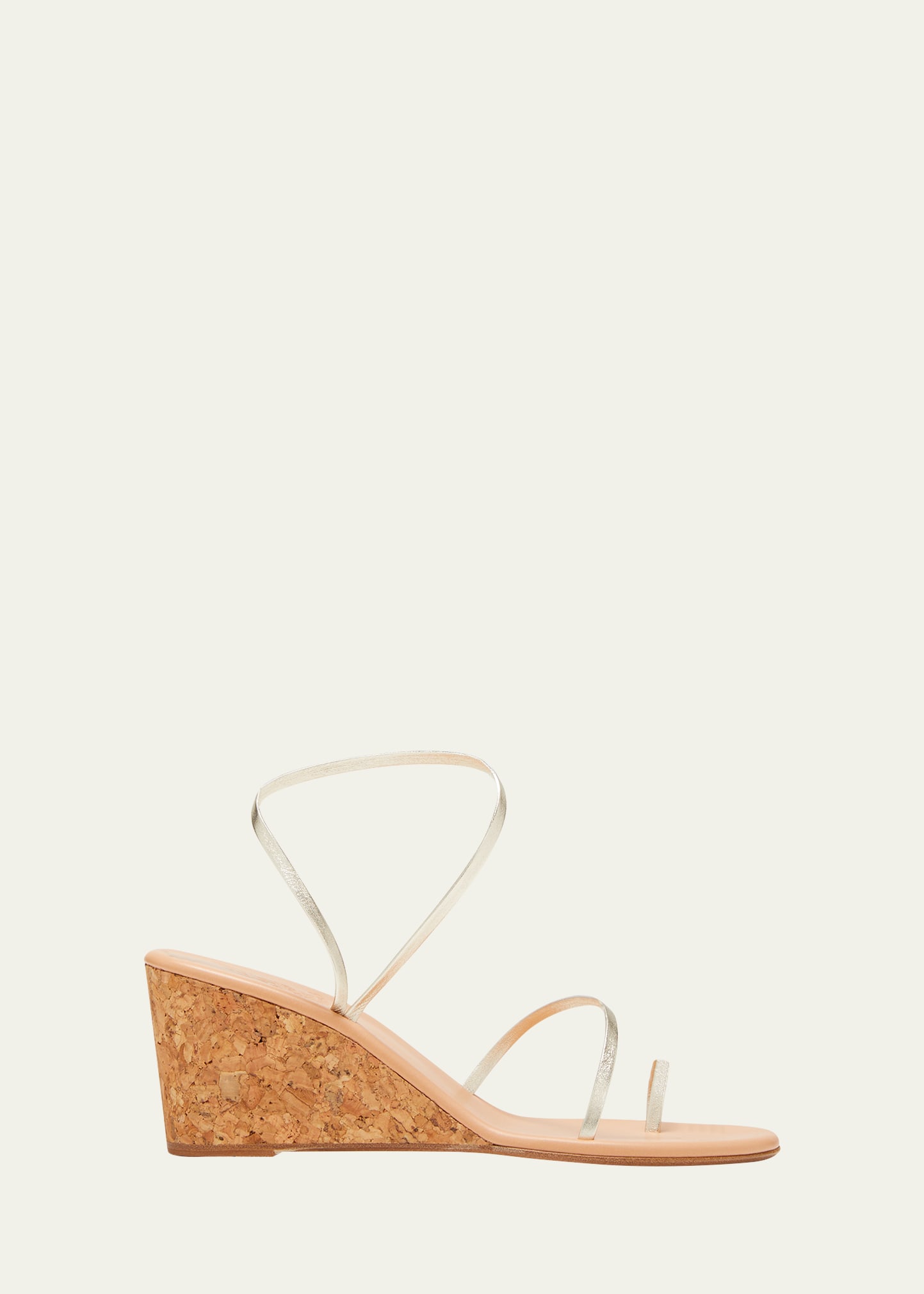 Ancient Greek Sandals Chora Leather Mid Wedge Sandals In Platinum