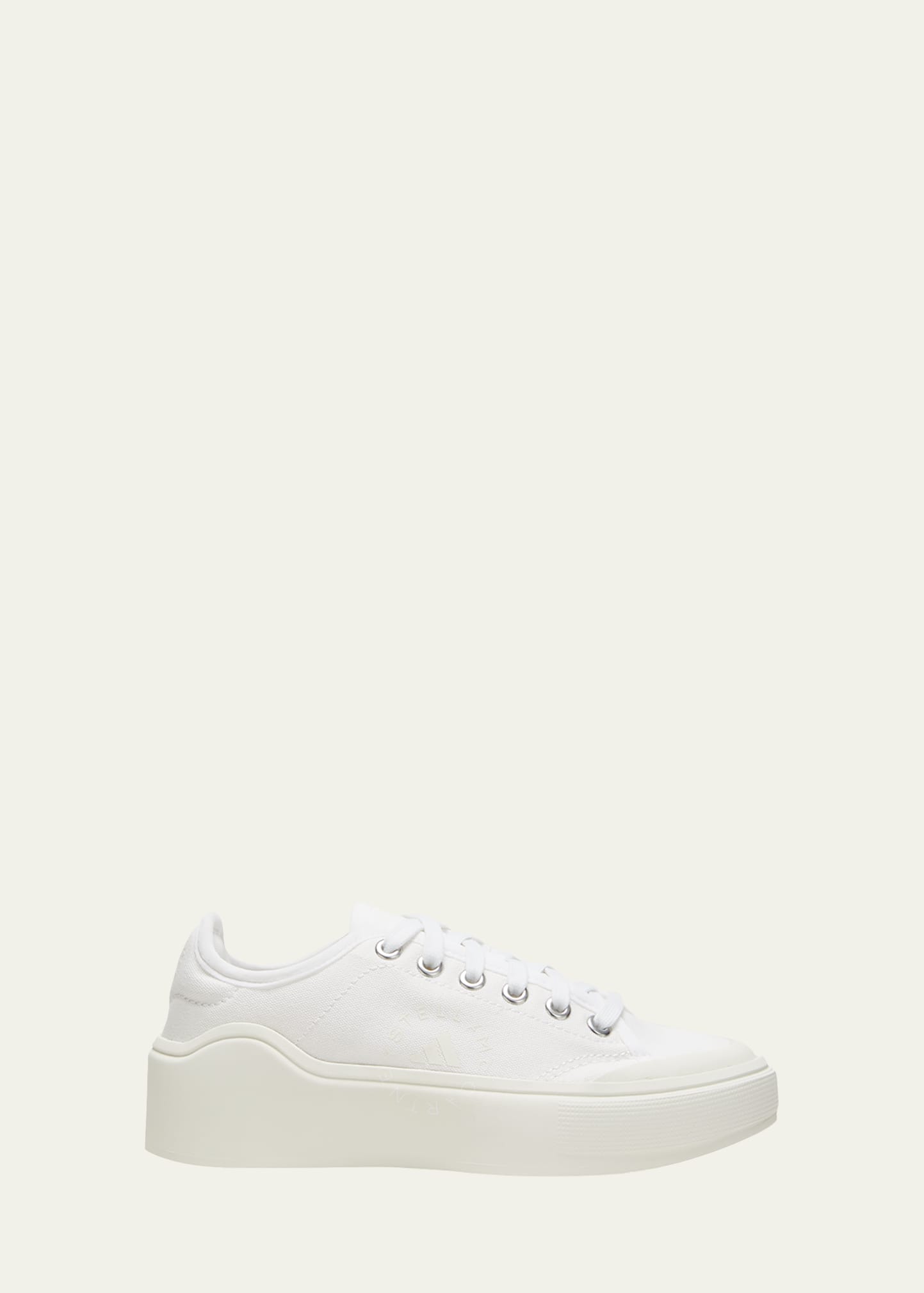 Adidas By Stella Mccartney Solid Canvas Court Sneakers In White