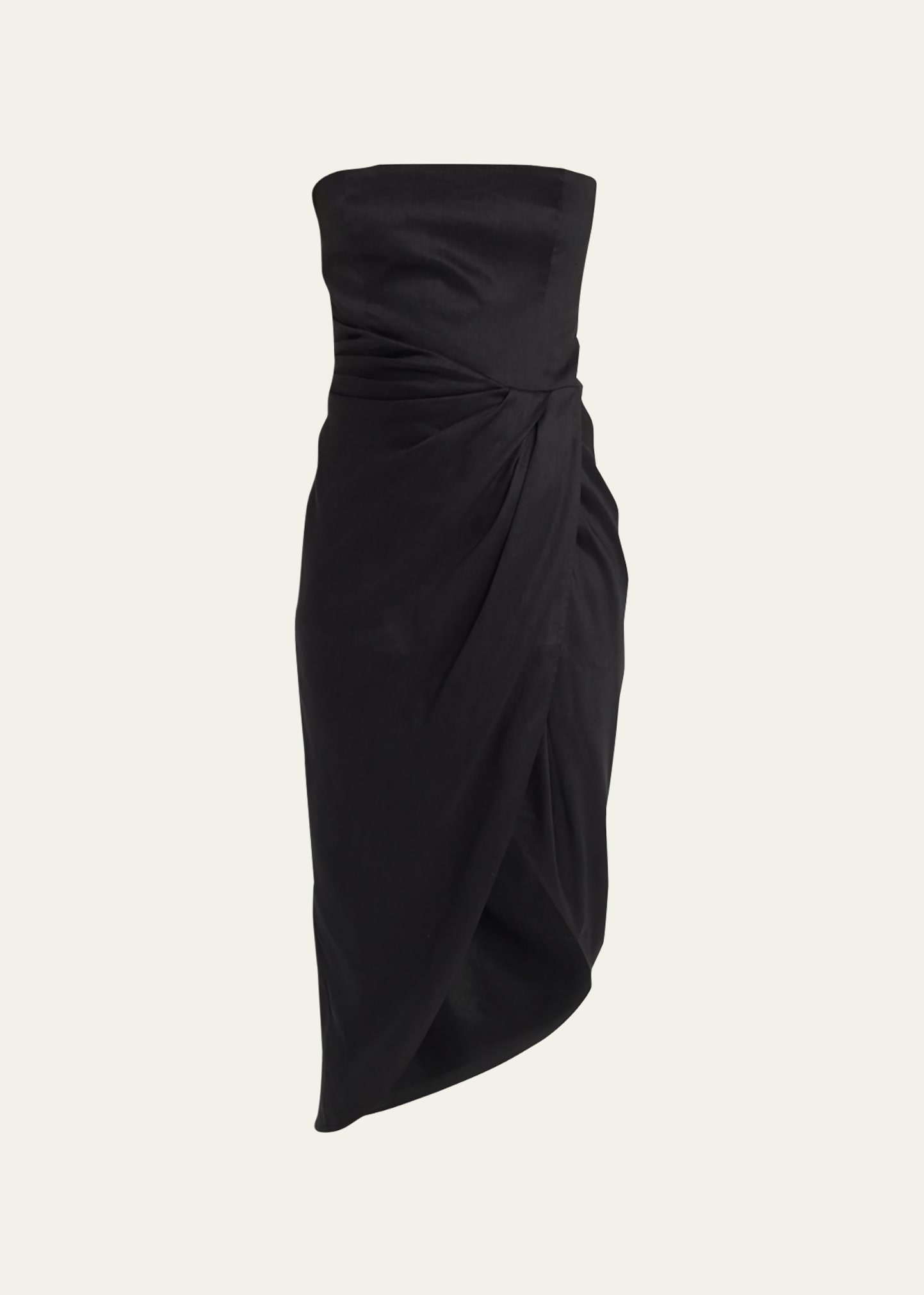 Gauge81 Lica Strapless Gathered Silk-satin Midi Dress In Black