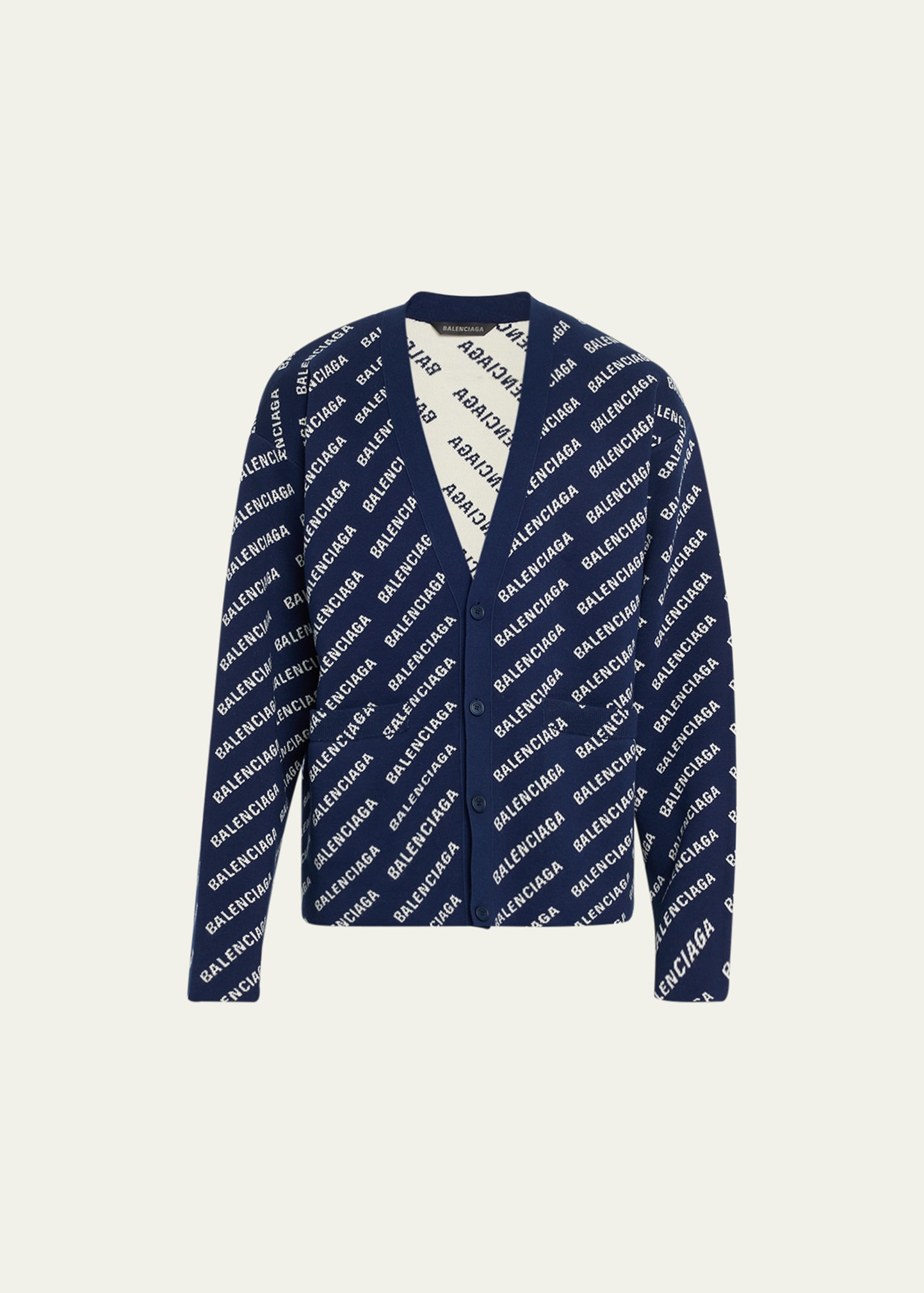 Men's Allover Logo Wool Cardigan