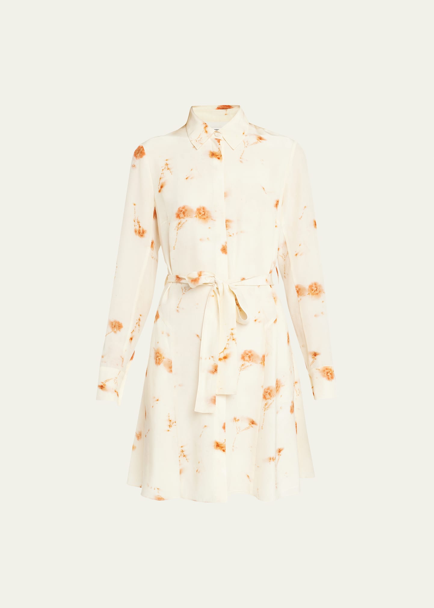 Jason Wu Belted Floral-print Silk Shirtdress In Plaster Multi