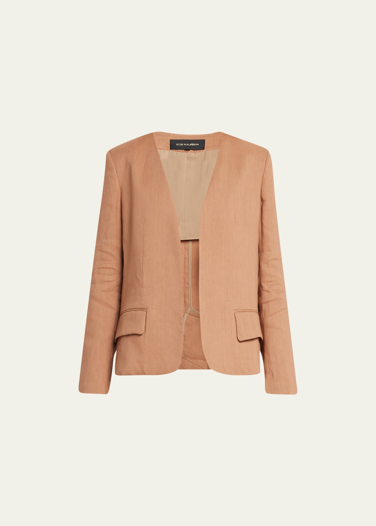 Lina Open-Front Linen-Blend Jacket