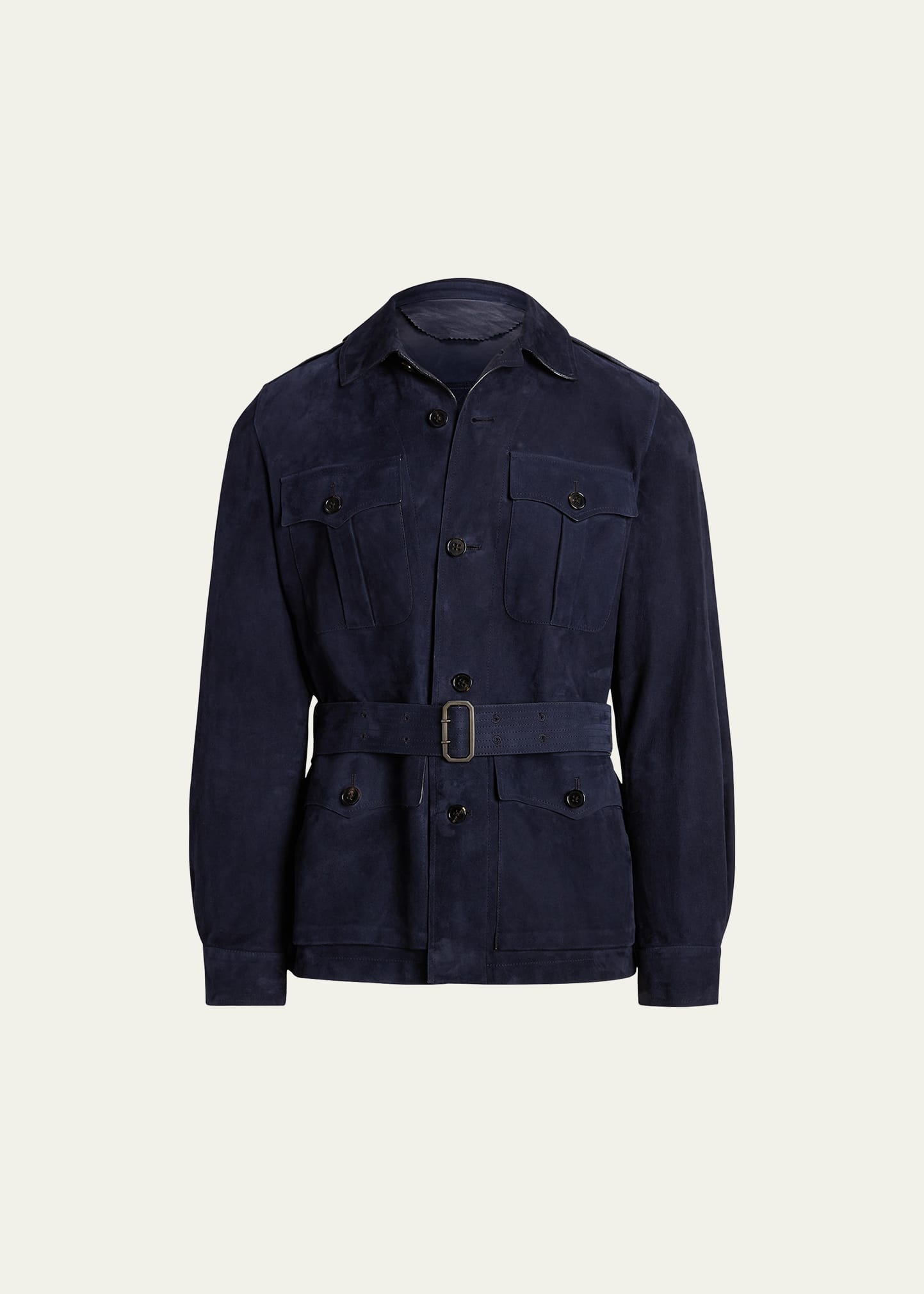 Men's Safari Suede Belted Utility Jacket