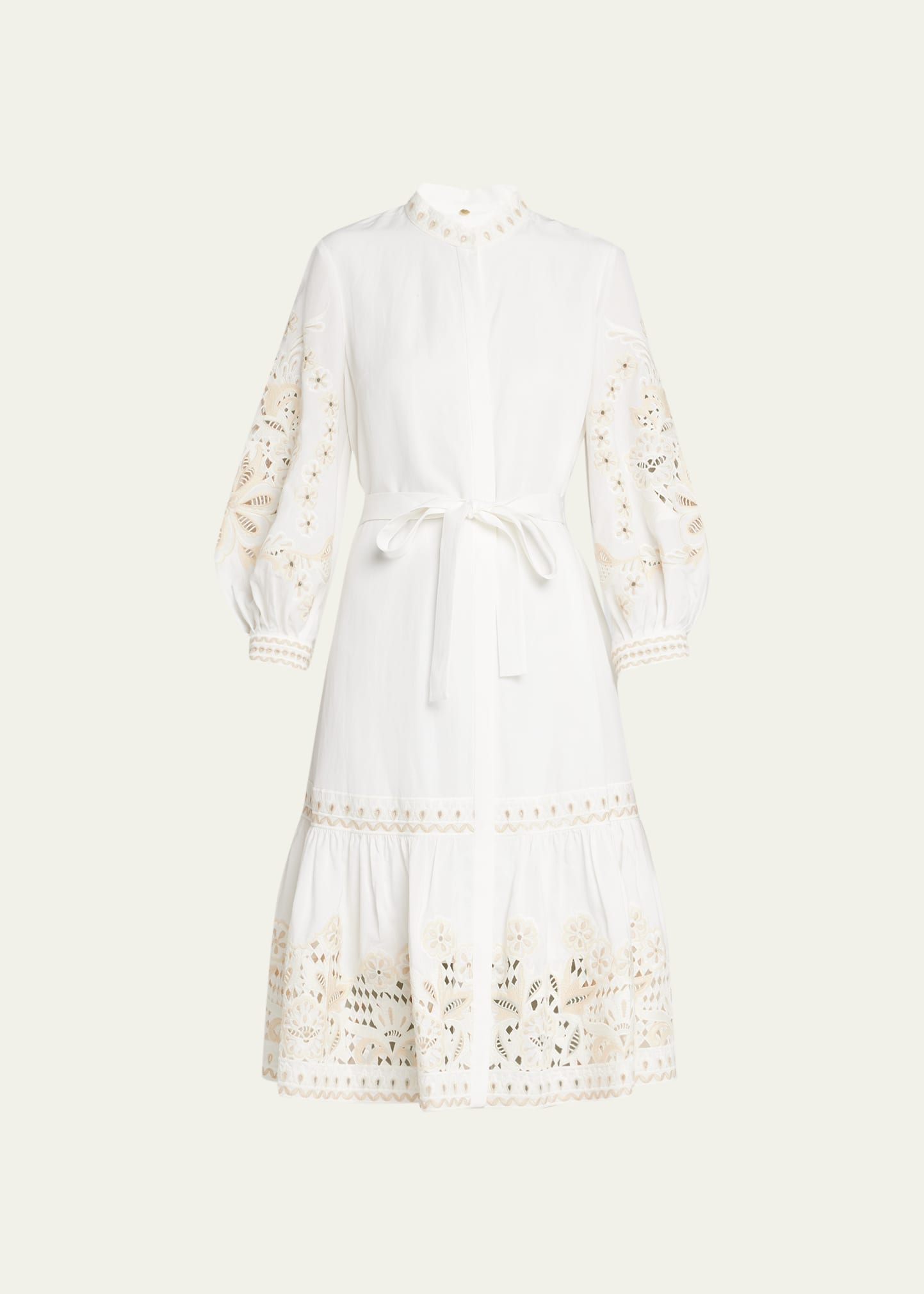 Kobi Halperin Denali Floral-embroidered Eyelet Midi Dress In Whitek/hak