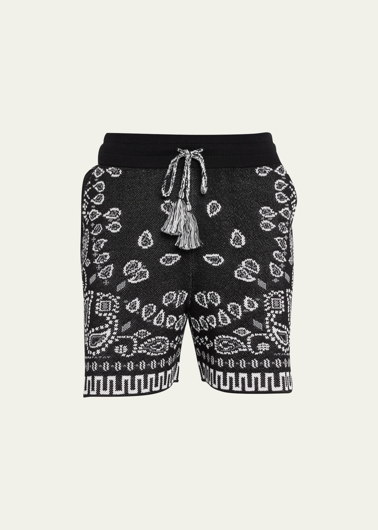 Shop Alanui Men's Pique Bandana Shorts In Black