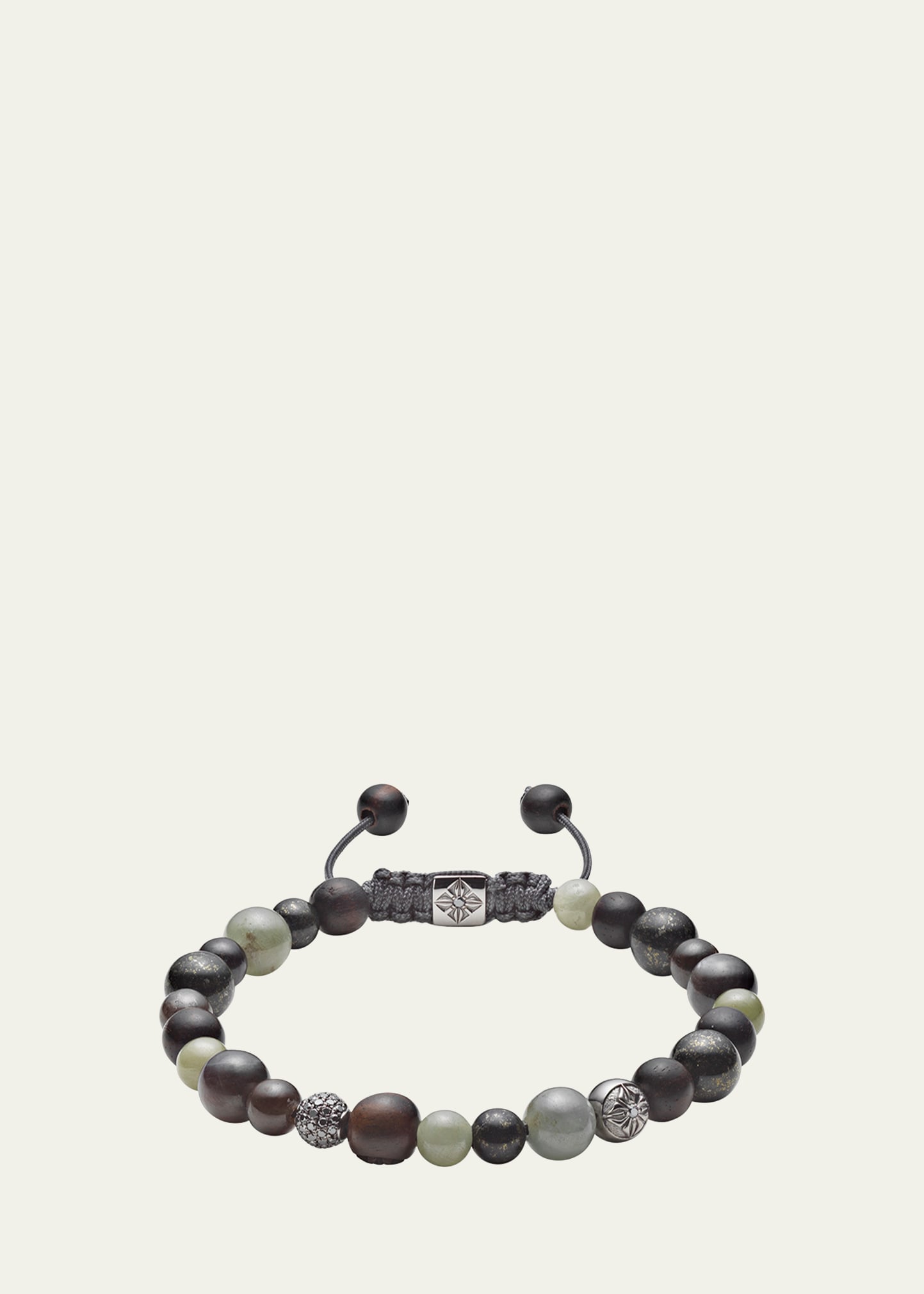 Men's Sapphire and Jade Beaded Bracelet with Black Diamonds