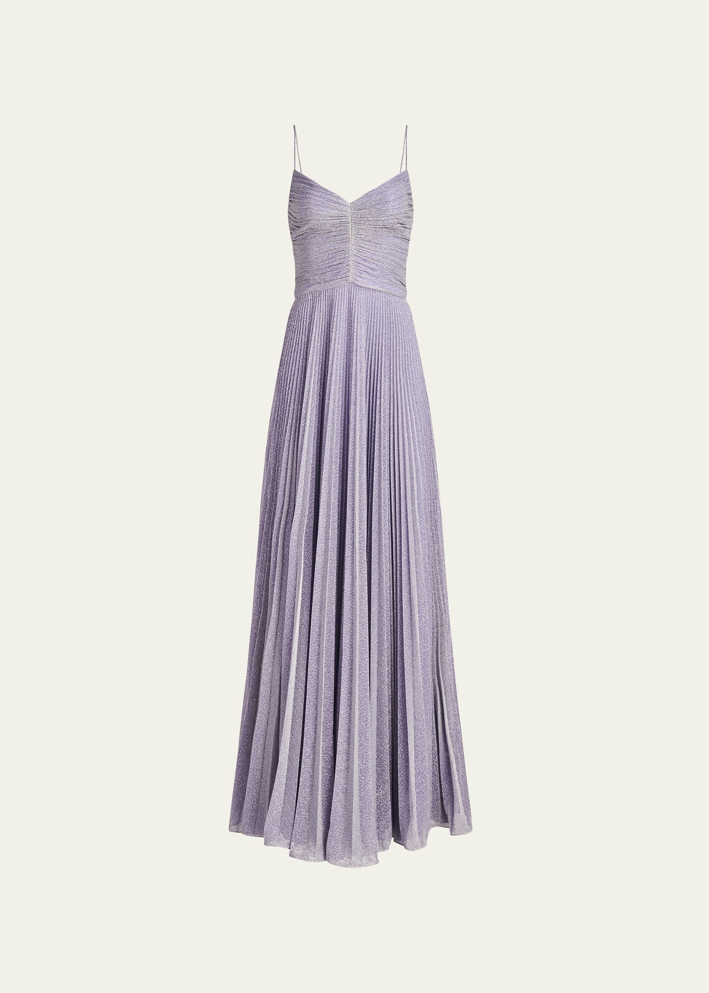 Halston Maycee Pleated Shimmer Jersey Gown In Amethyst