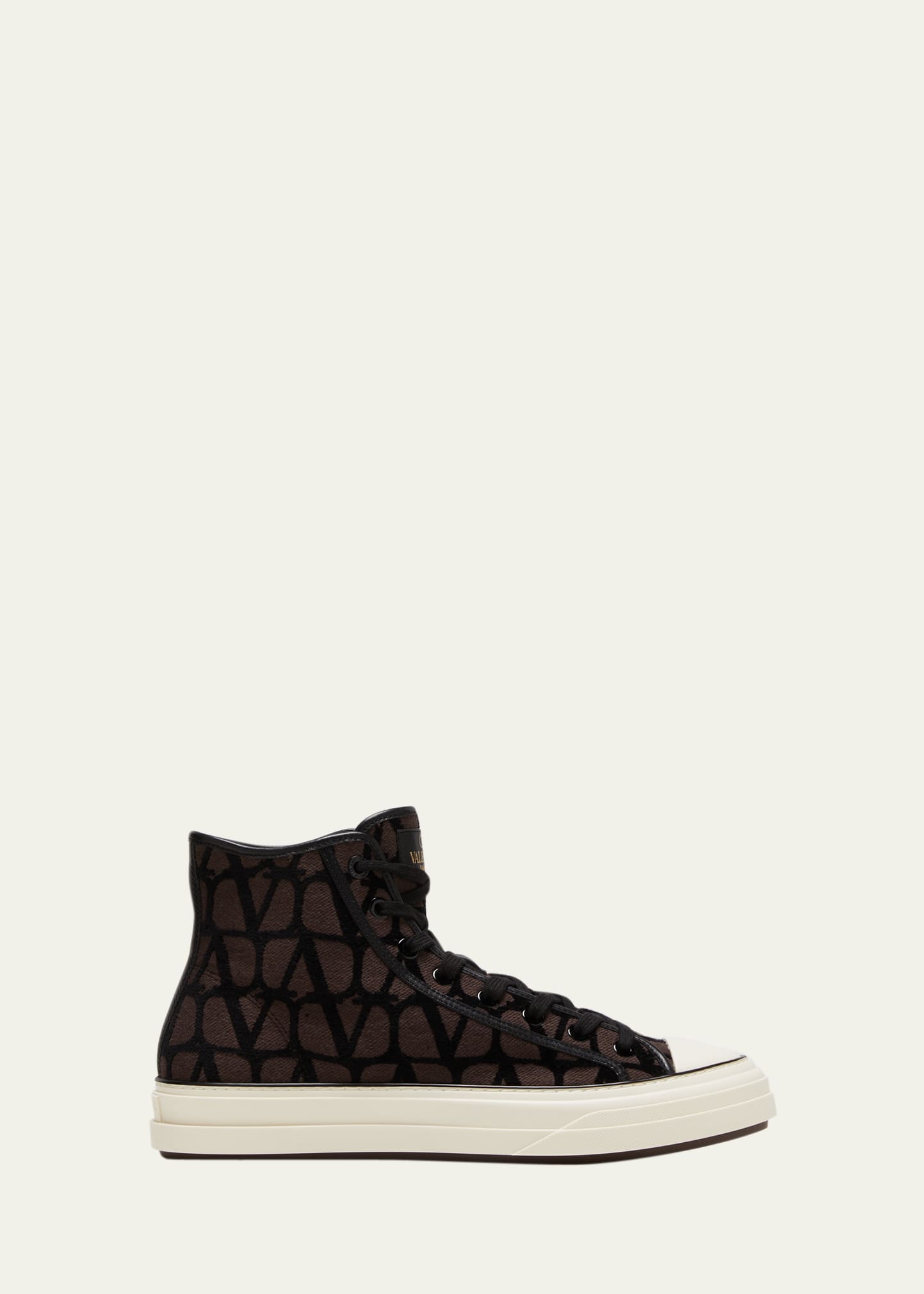 Shop Valentino Men's Toile Iconographe High-top Sneakers In Brown/black