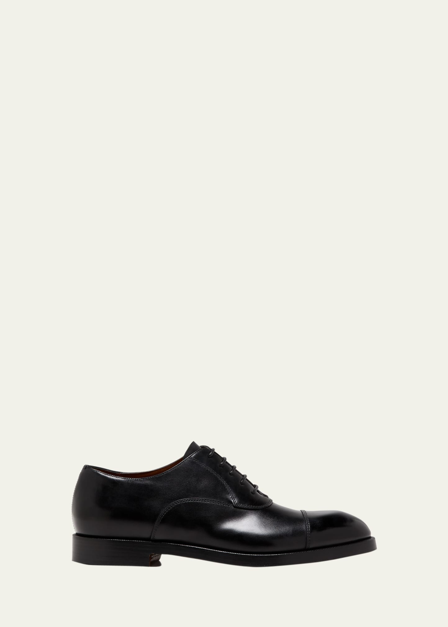 Zegna Men's Torino Cap Toe Leather Oxfords In Blk Sld