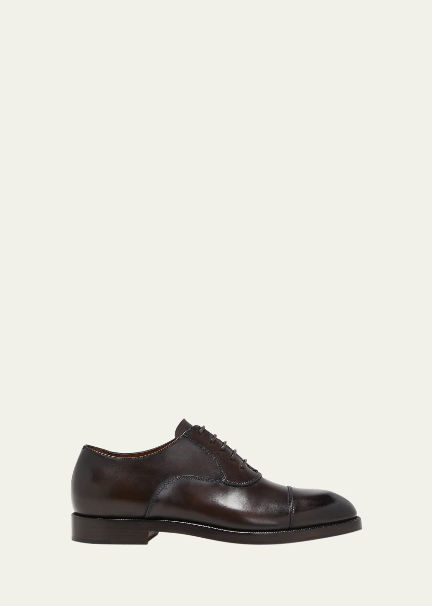 Zegna Men's Torino Cap Toe Leather Oxfords In Dk Brw Sld
