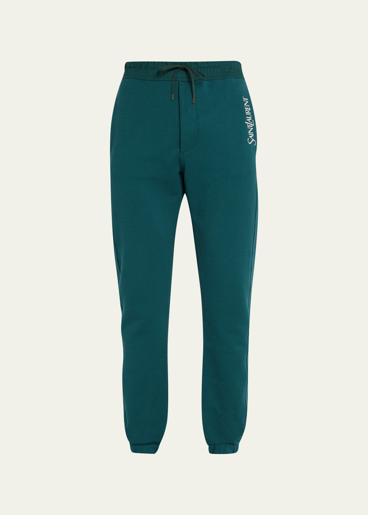 Saint Laurent Logo Sweatpants In Vert Naturel ModeSens