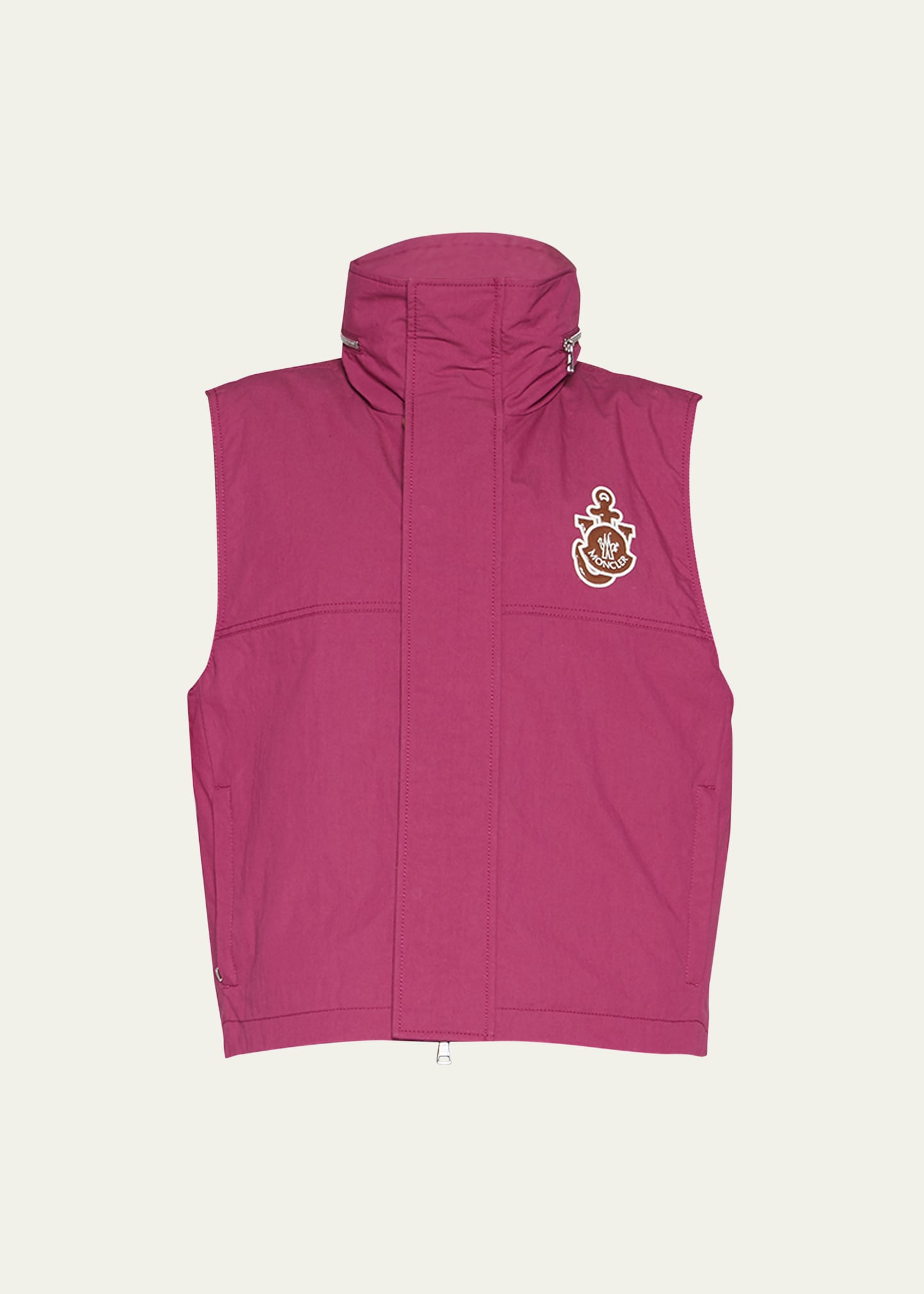Shop Moncler Genius Tryfan Nylon Vest With Logo Patch In Medium Red