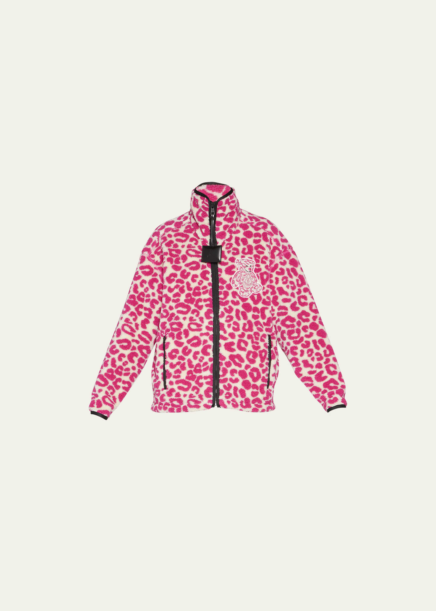 Moncler Genius X Jw Anderson Cheetah-print Cardigan With Logo Detail In Light Pink