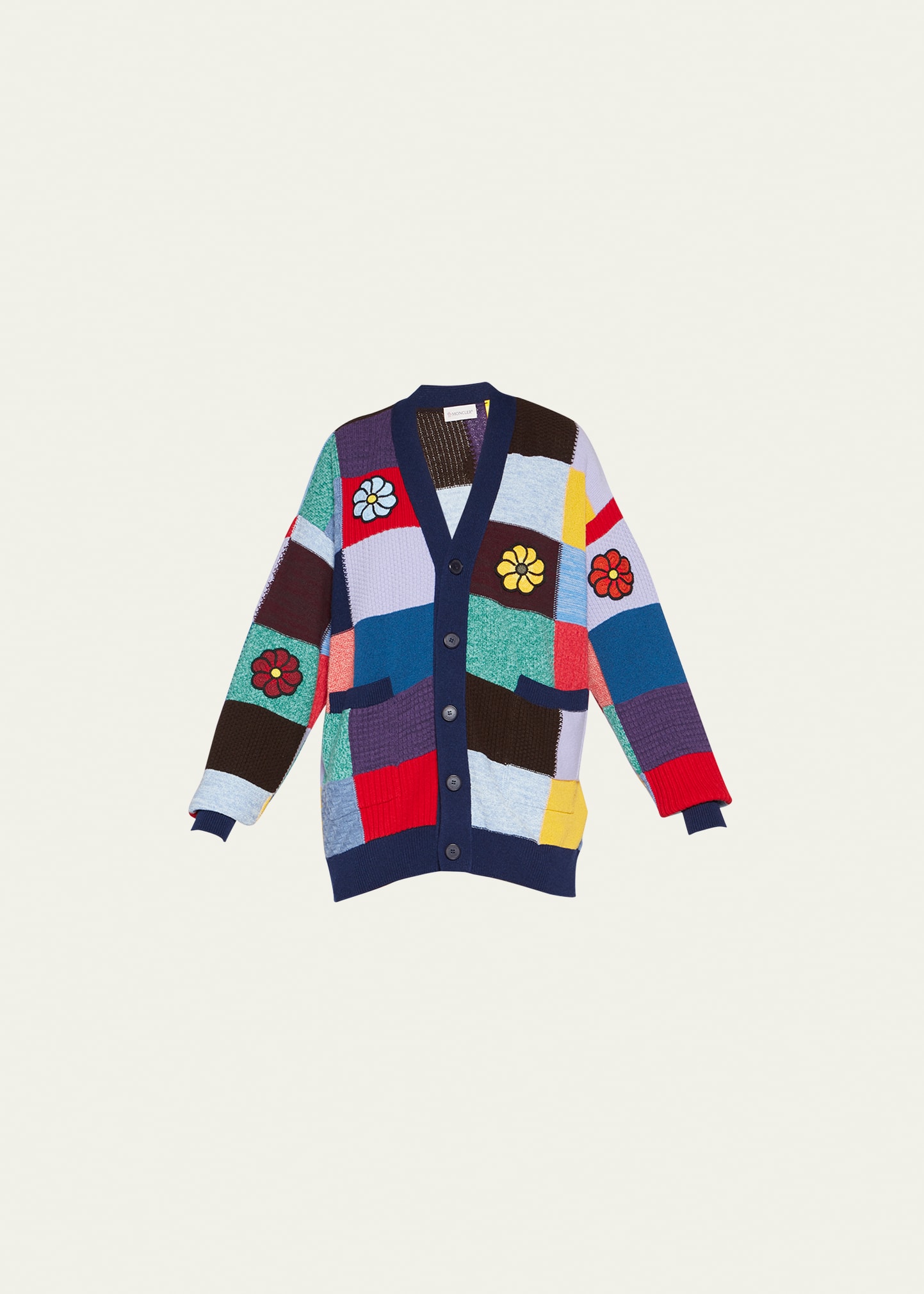 Moncler Genius 1 Moncler Jw Anderson Patchwork Cardigan With Macrame Flowers In Multi