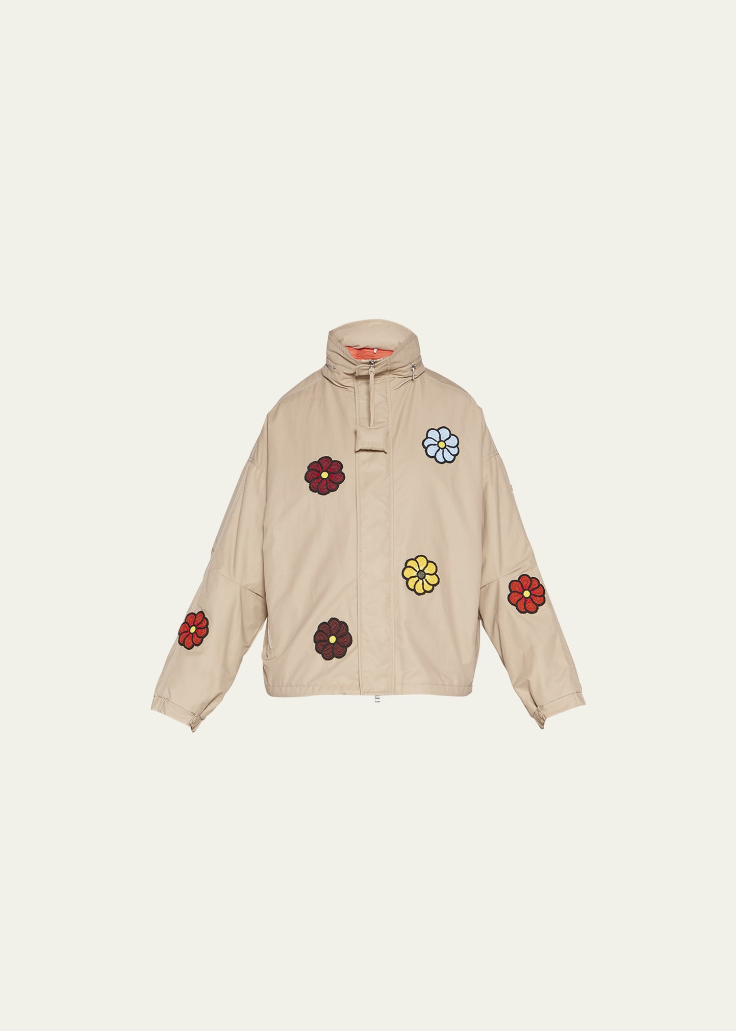 MONCLER GENIUS DELAMONT WINDBREAKER JACKET WITH FLORAL EMBROIDERY