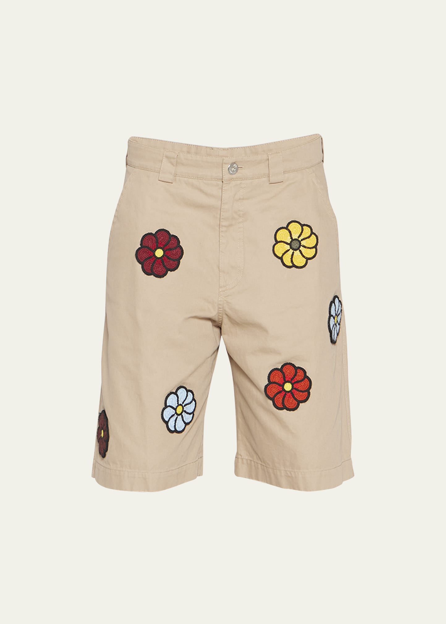 Shop Moncler Genius X Jw Anderson Embroidered Shorts In Medium Beige