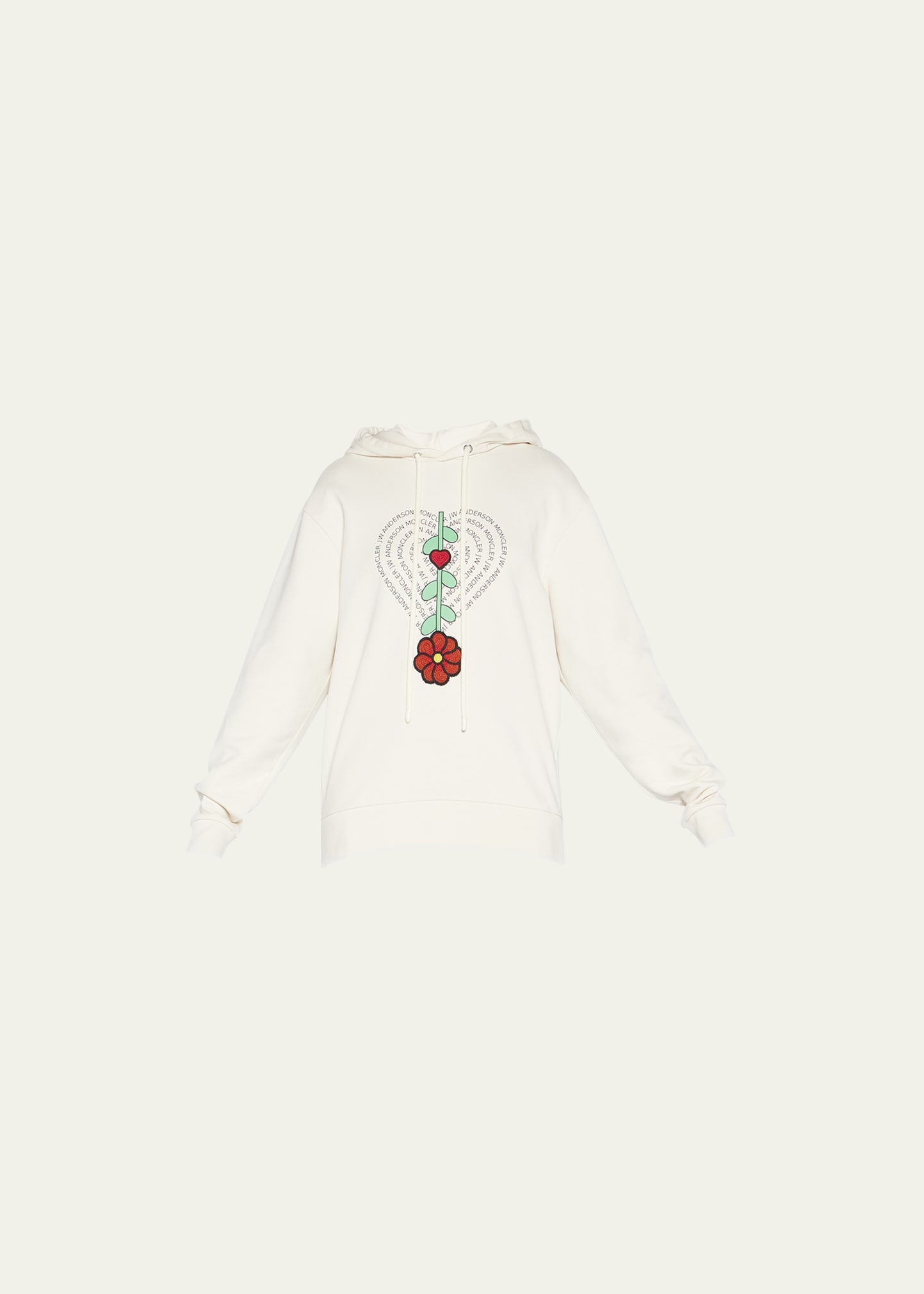 Shop Moncler Genius X Jw Anderson Embroidered Hoodie Sweater In Light Beige