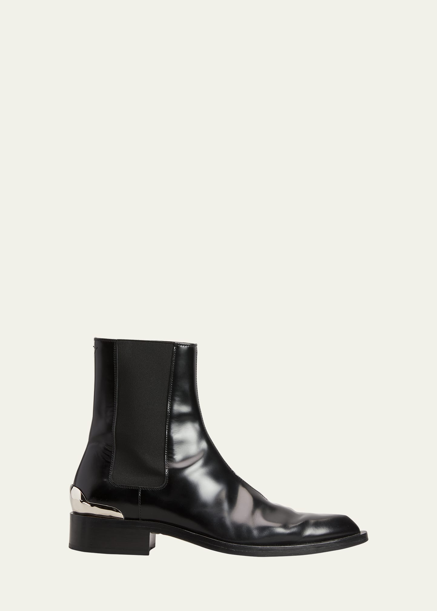 Jil Sander Abrasivato Leather Cap-heel Chelsea Booties In Black