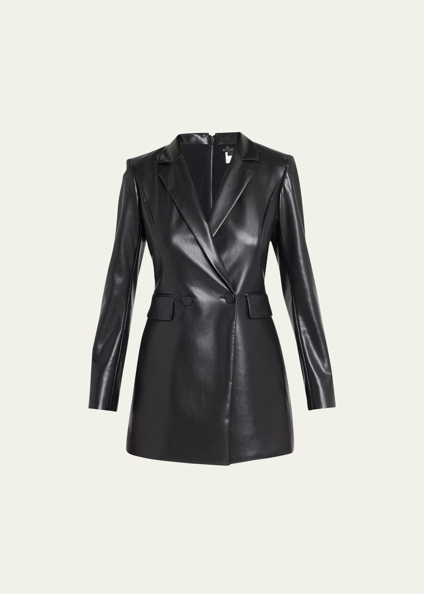 Kyrie Vegan Leather Notched-Collar Tuxedo Romper