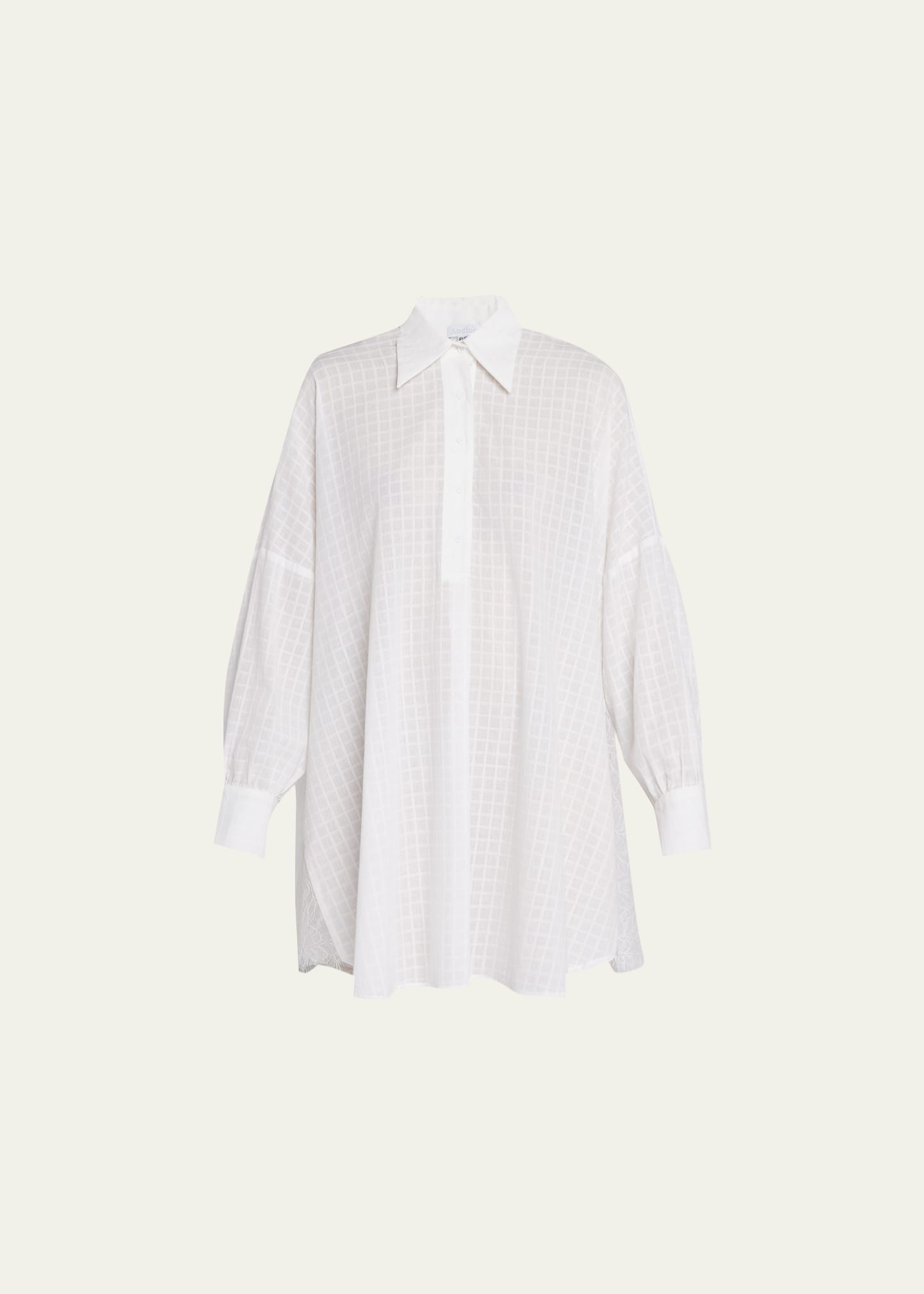 Andine Roxy Lace-inset Grid Shirtdress In White