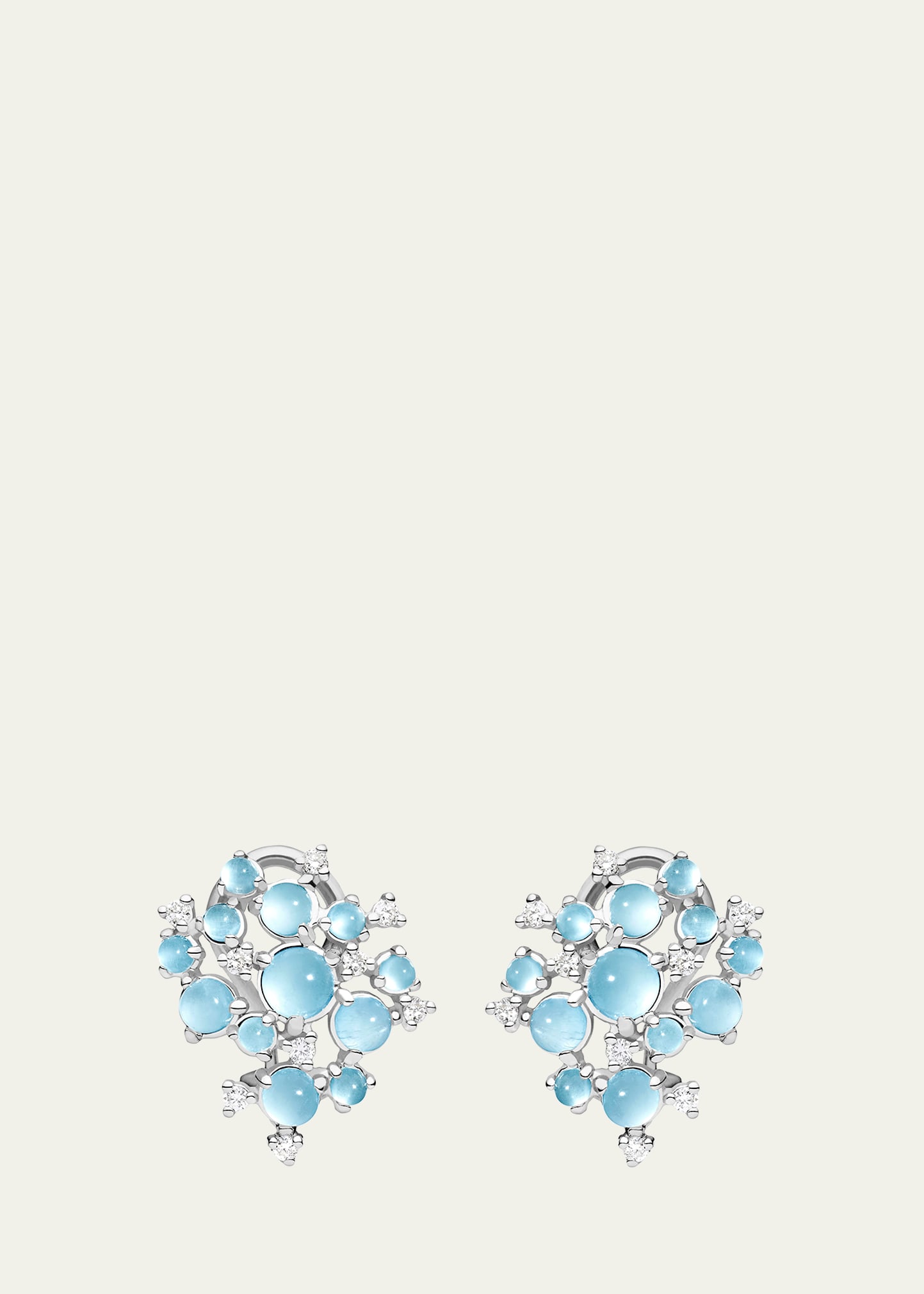 Bubble Aquamarine & Diamond Clip-On Earrings