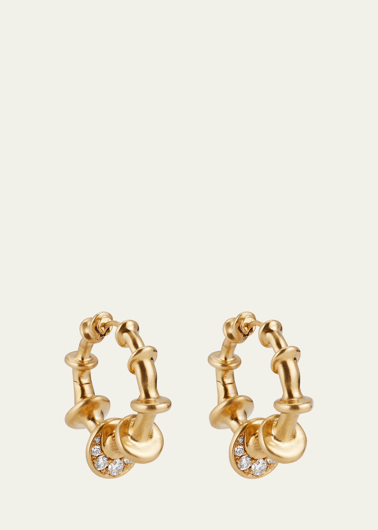 18k Yellow Gold Chrona Hoop Earrings with Diamonds