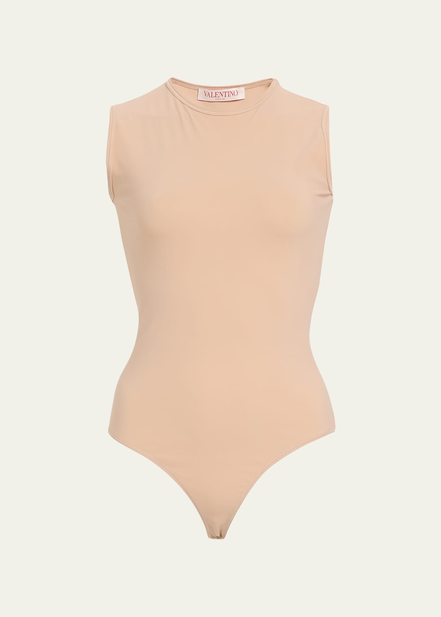 Valentino Logo-embroidered Sleeveless Bodysuit In Nude