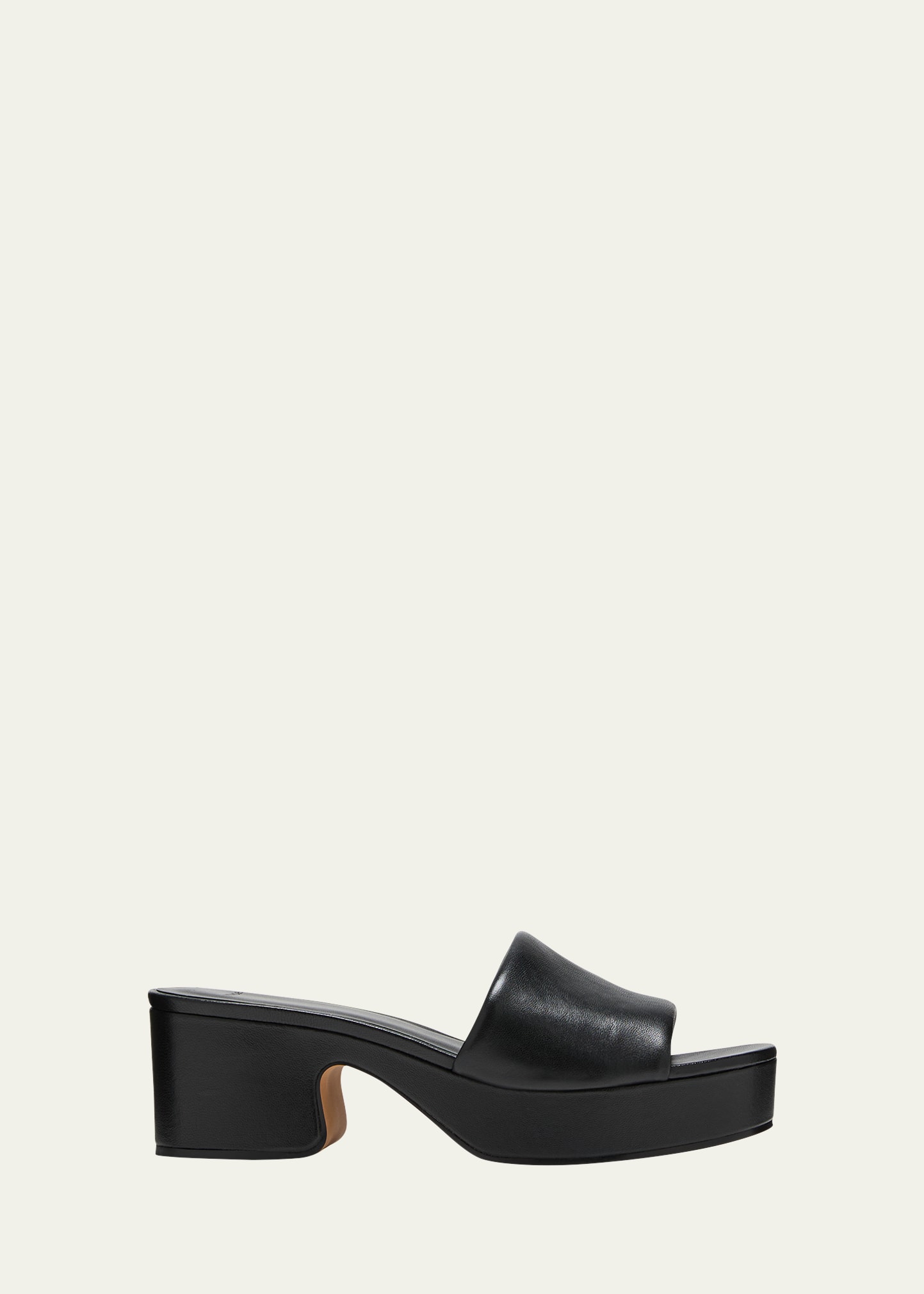 Shop Vince Margo Leather Block-heel Slide Sandals In Black