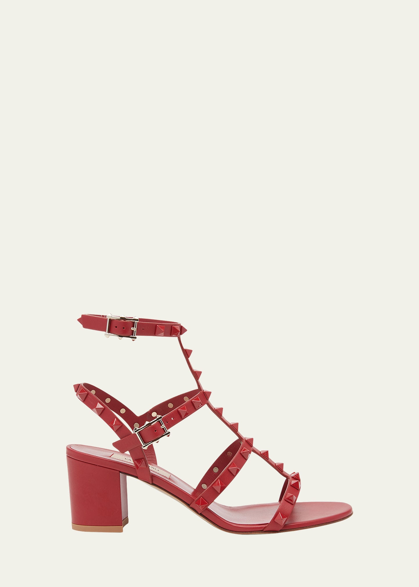 Valentino Garavani 60mm Rockstud Caged Sandals In Red