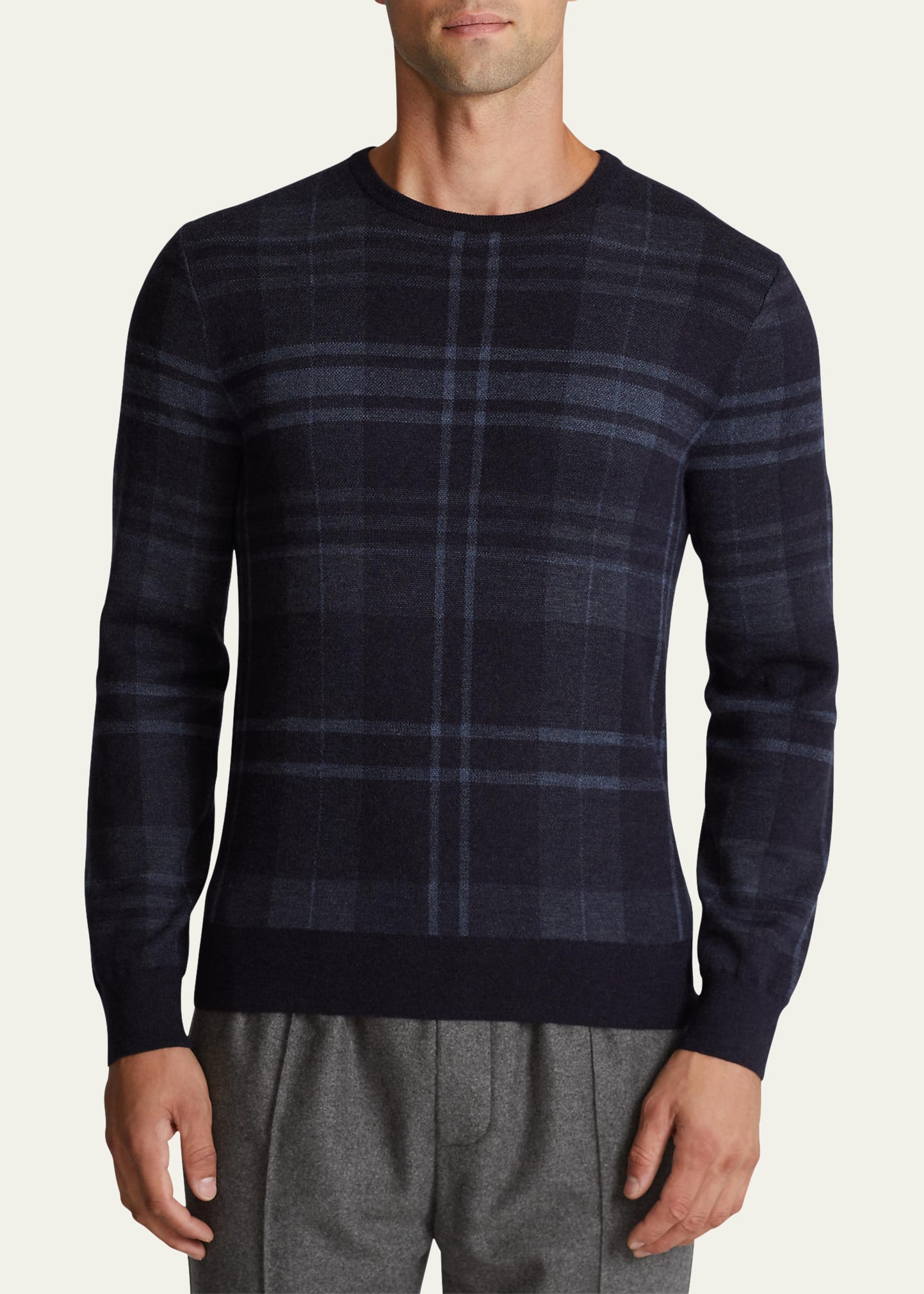 Men's Plaid Cashmere Sweater