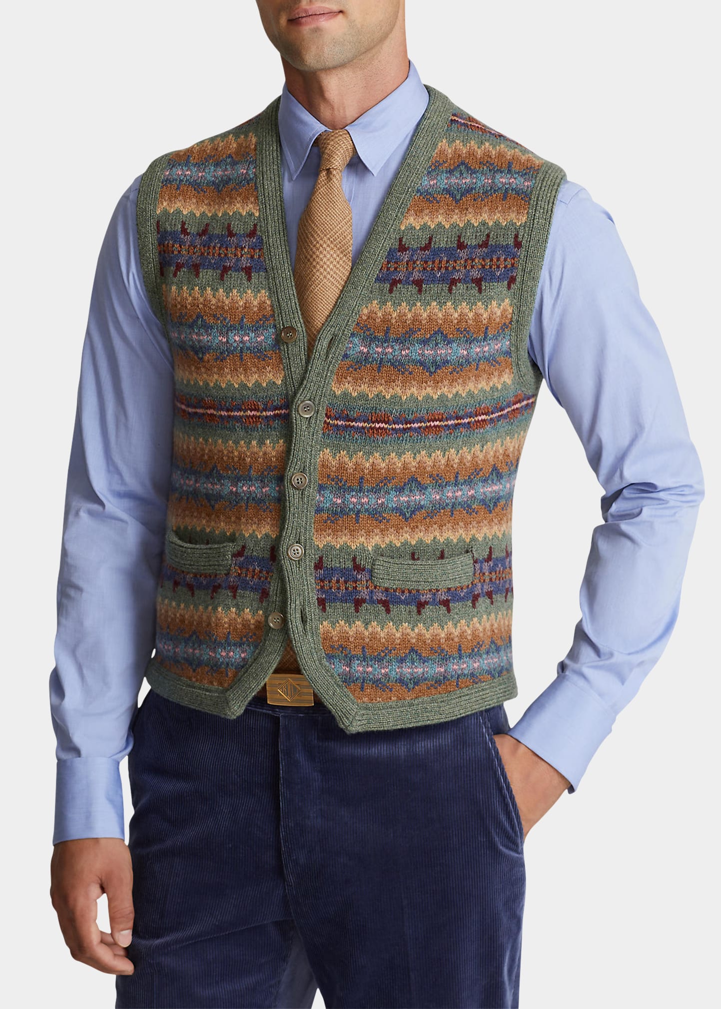 Men's Fair Isle Cardigan Vest