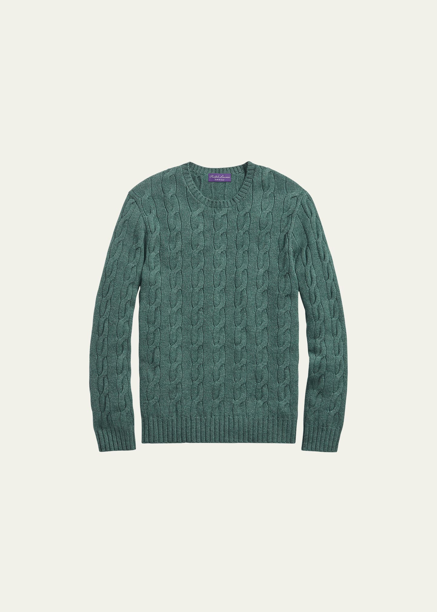 Ralph Lauren Purple Label Men's Cashmere Cable-knit Sweater In Isla Blue Melange