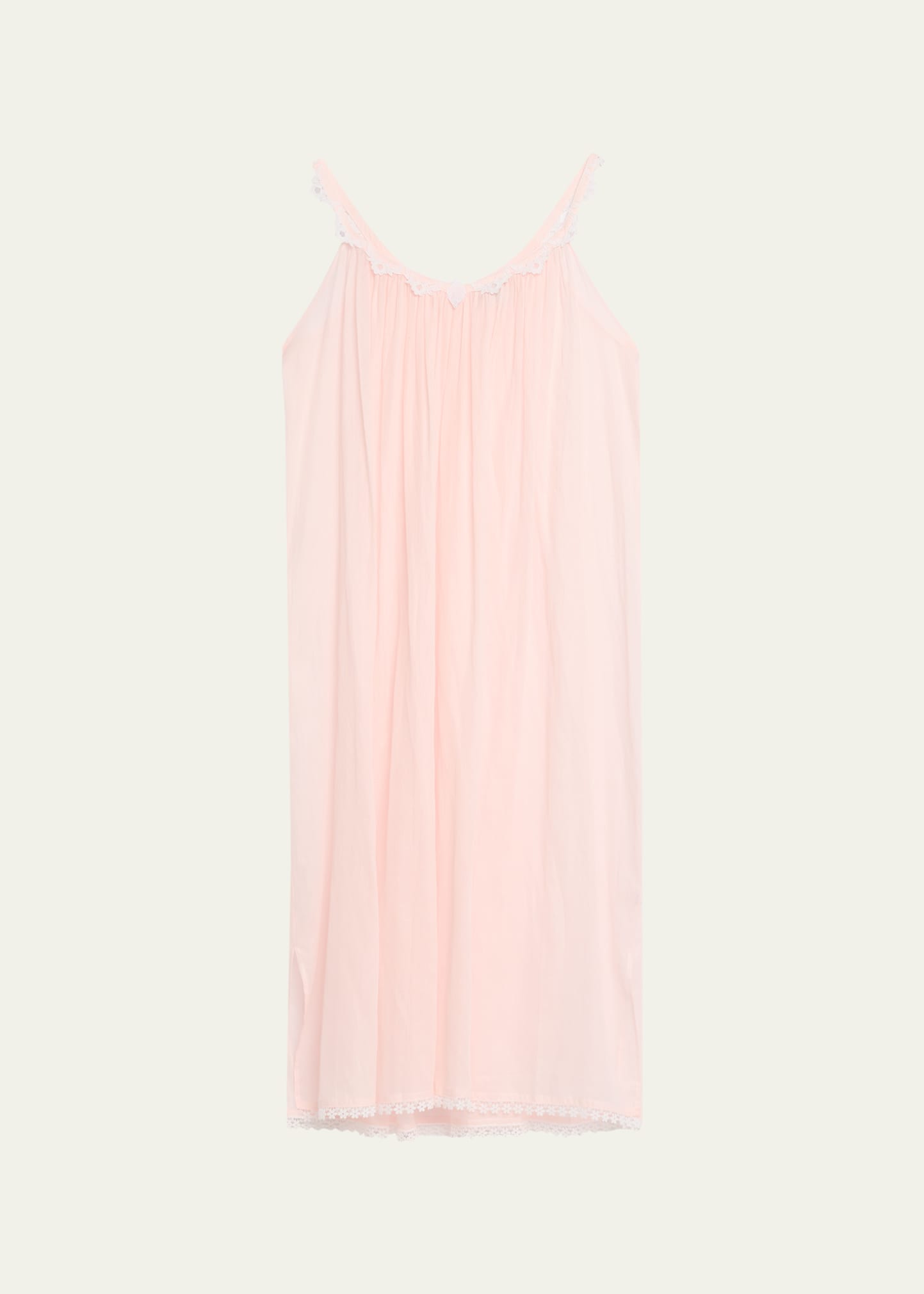 Celestine Janina Ruched Lace-Trim Cotton Nightgown