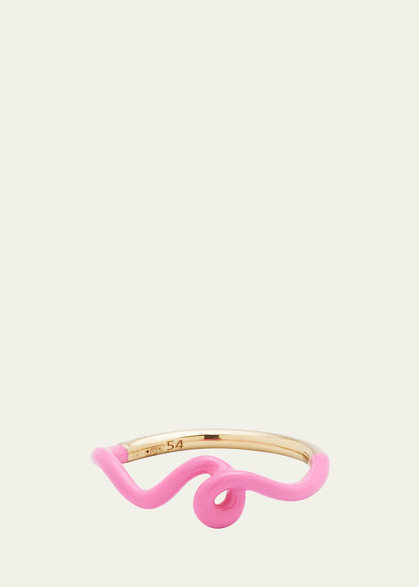 Bea Bongiasca Wow Mini Mono Ring with Bubblegum Pink Enamel