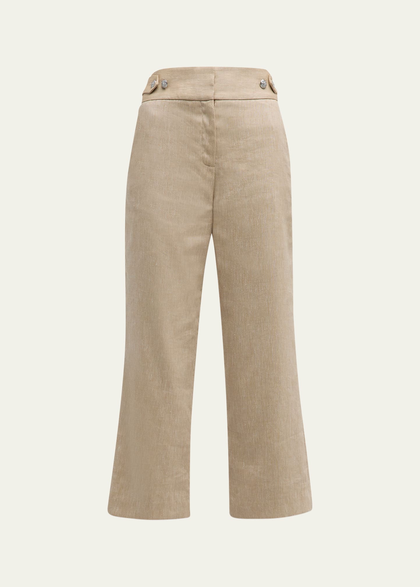 Shop Veronica Beard Aubrie Linen Pants In Khaki Melange