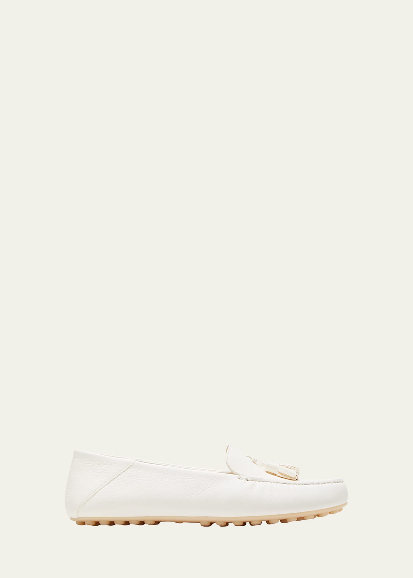 Shop Loro Piana Leather Tassel Moccasin Driver Loafers In 1000 White