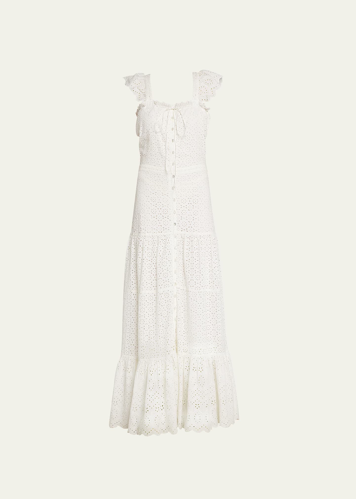 Veronica Beard Aislin Eyelet Maxi Dress In White