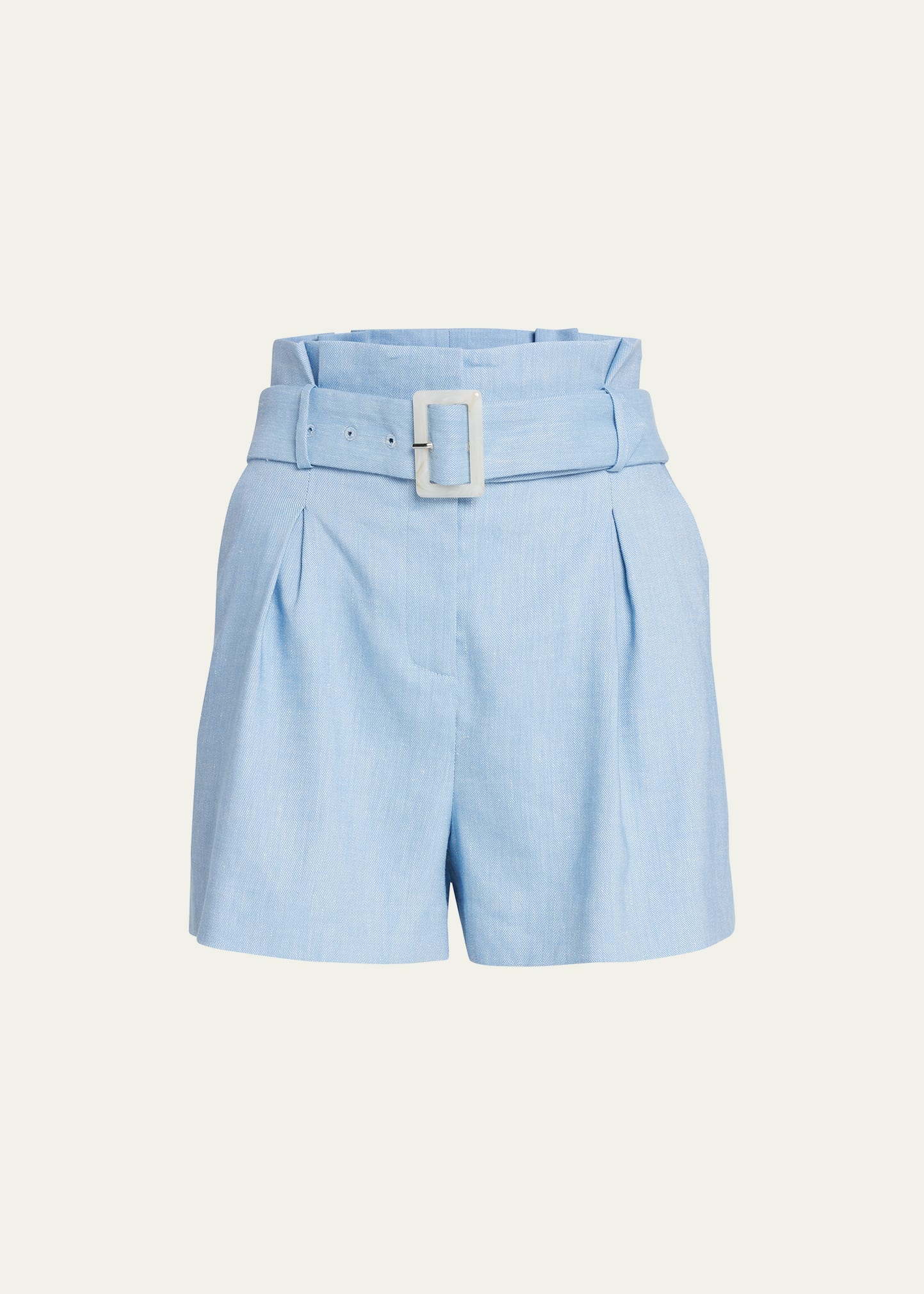 Veronica Beard Ashford Belted Shorts In Lake Blue