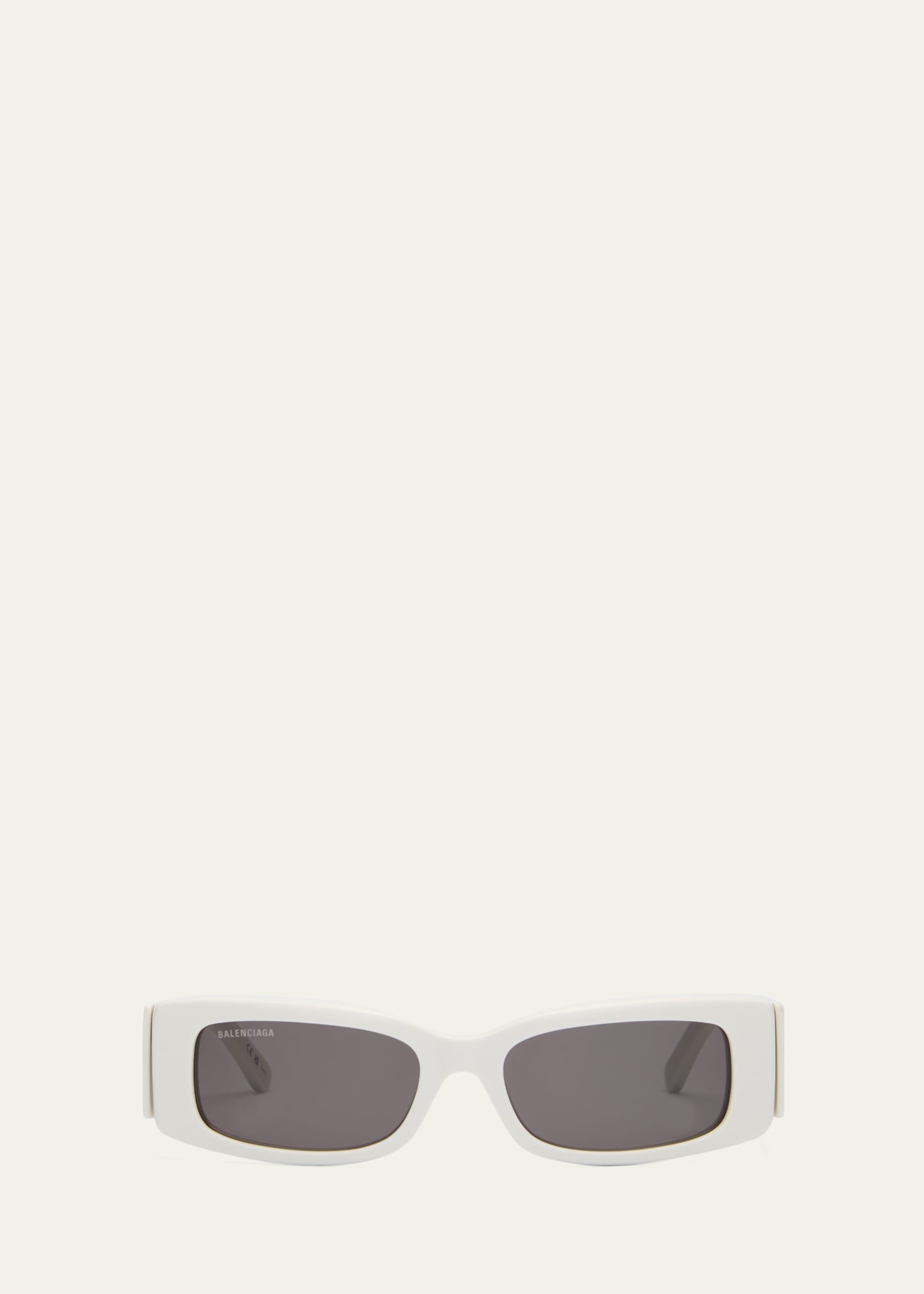 Balenciaga Men's Maxi Logo Recycled Acetate Rectangle Sunglasses In White
