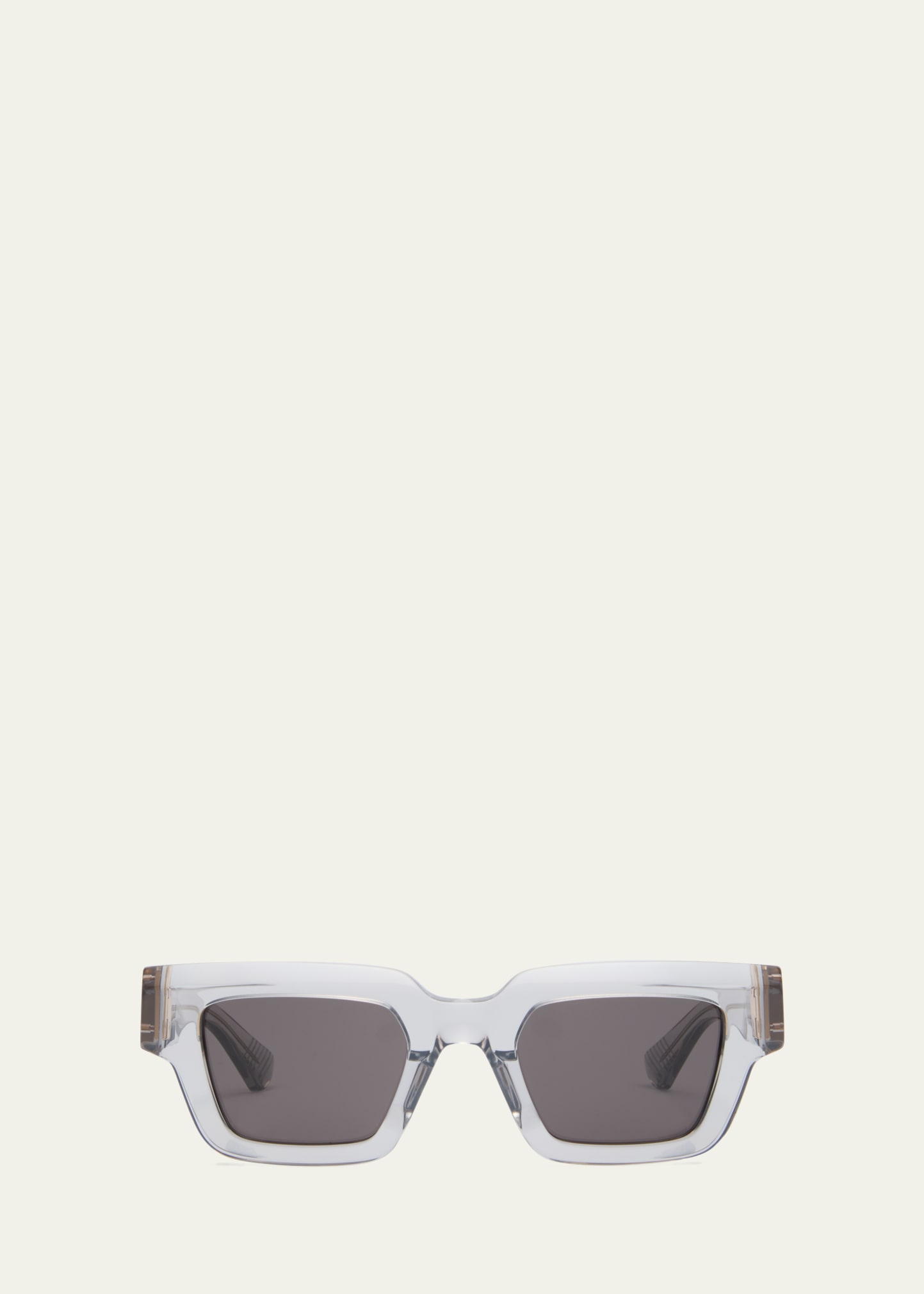 Bottega Veneta Men's Square Acetate Sunglasses In Crystal