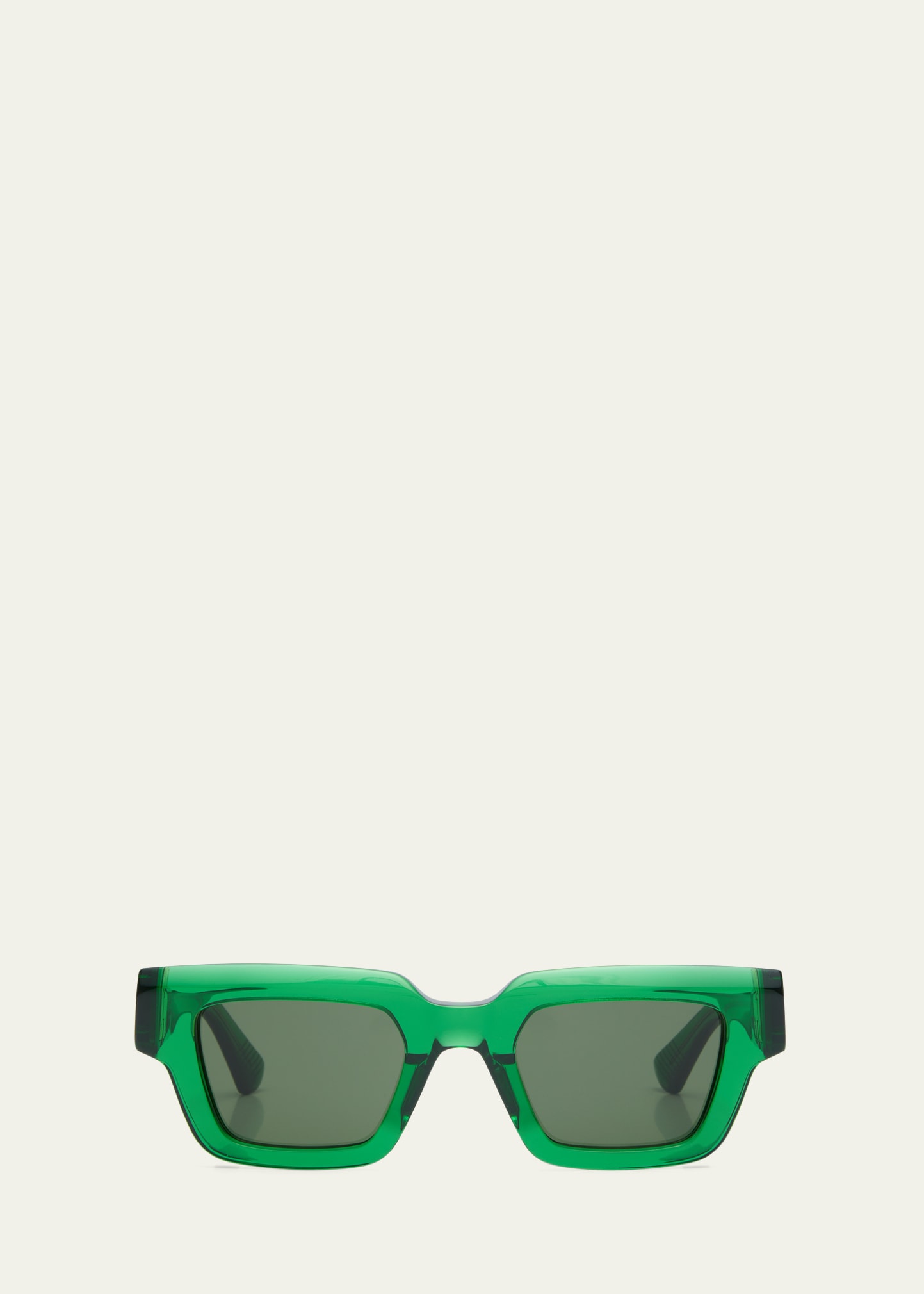 Bottega Veneta Hinge Rectangle-frame Sunglasses In Green