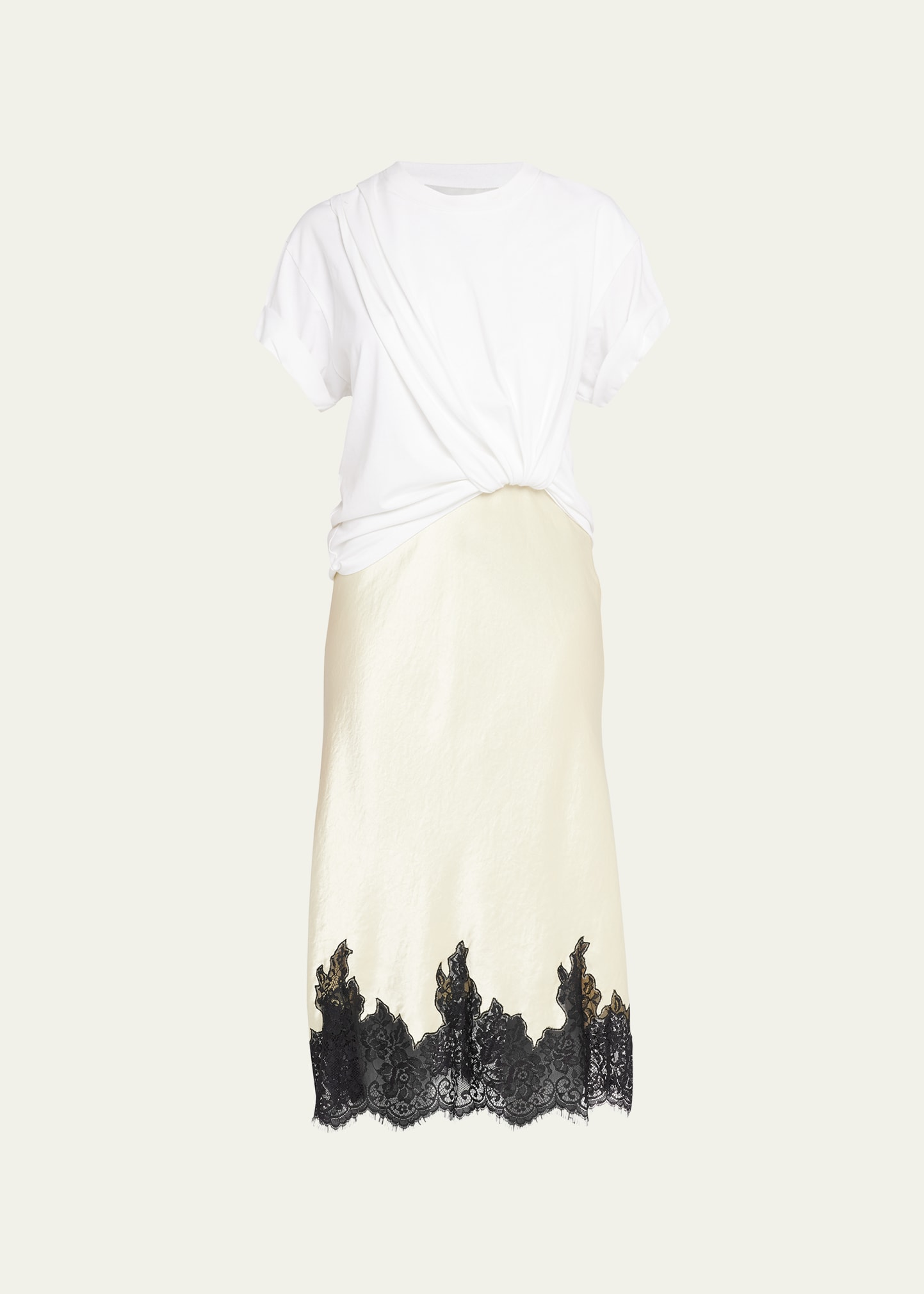 Shop 3.1 Phillip Lim / フィリップ リム Craped Combo Midi Slip Dress In White-butter Mult