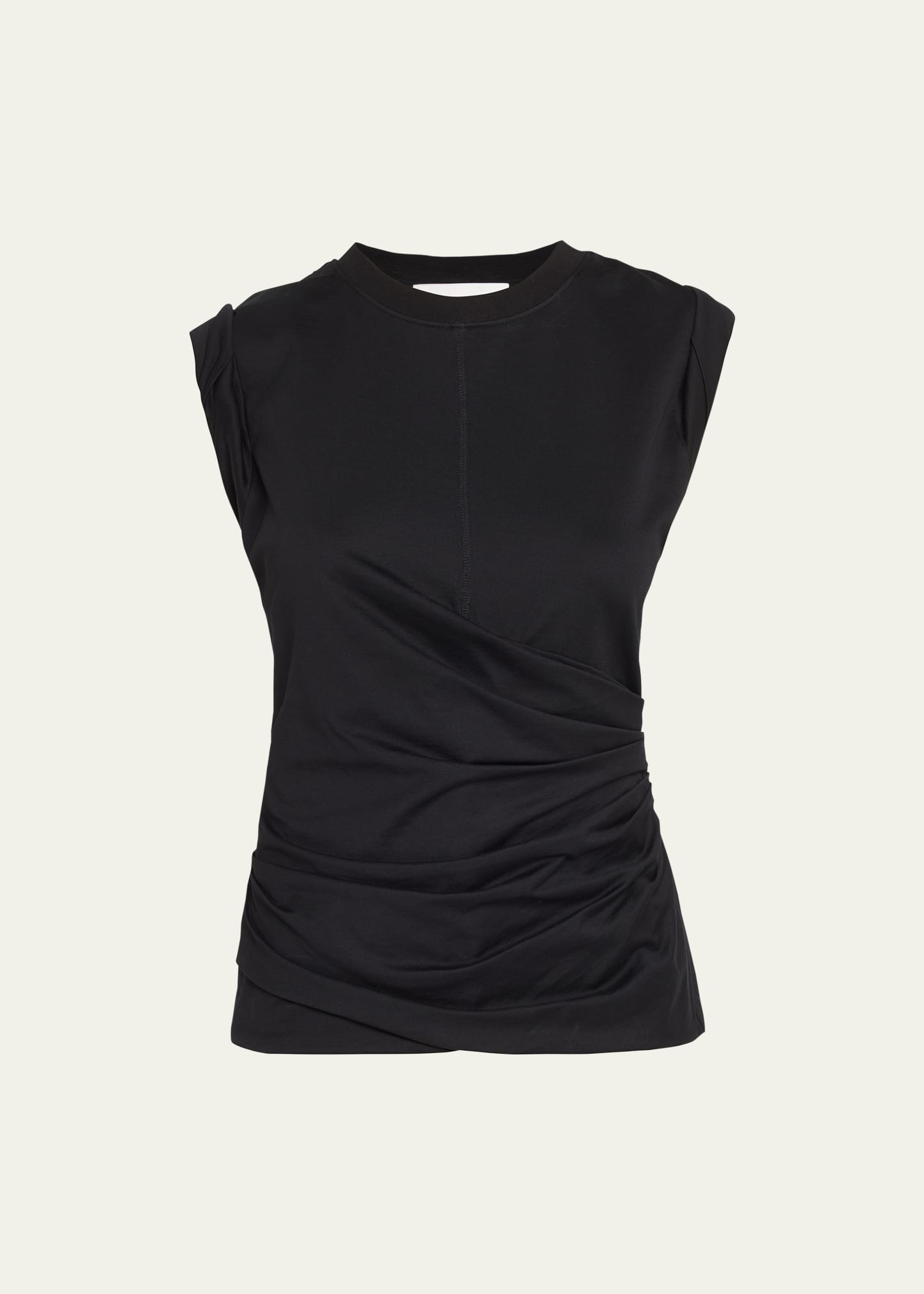 3.1 Phillip Lim Draped Rolled-sleeve Jersey Tank Top In Black