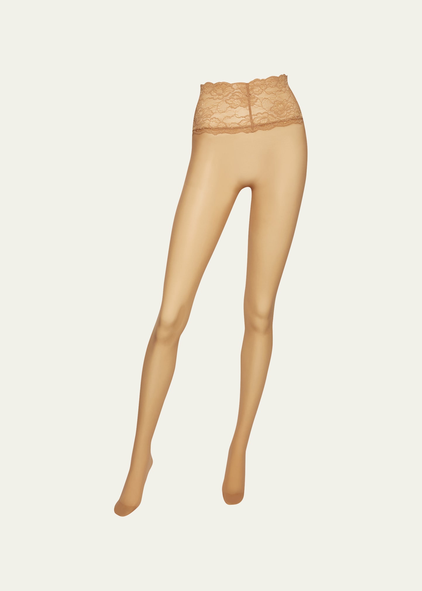 Wolford Fatal Matte Lace-trim Tights In Gobi