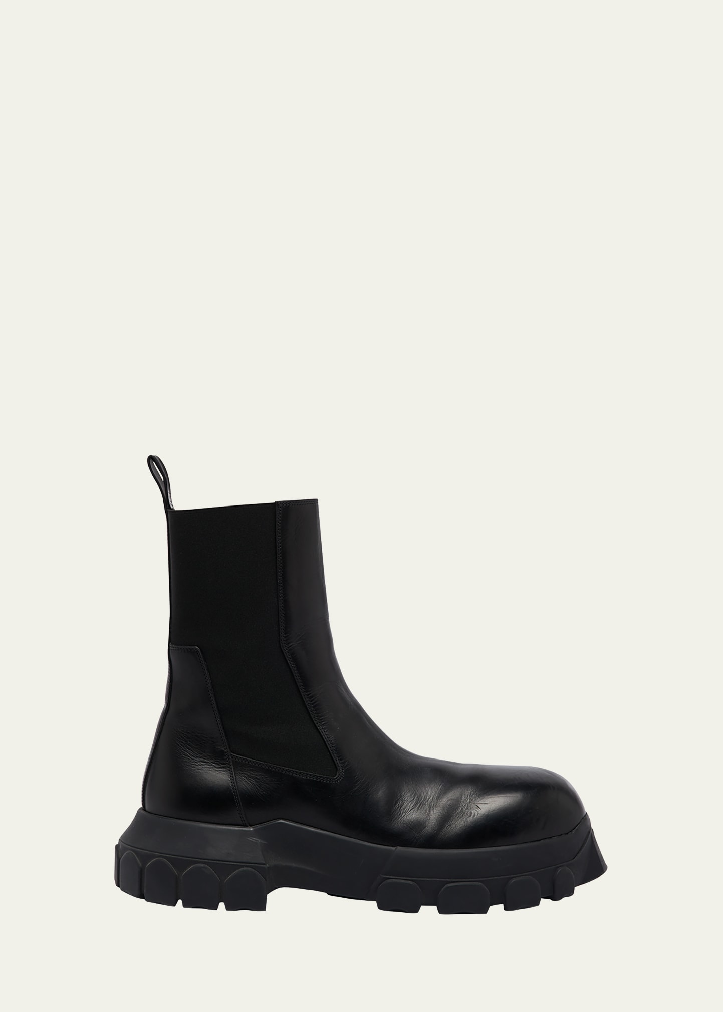 Shop Rick Owens Men's Beatle Bozo Tractor Leather Chelsea Boots In Black/black