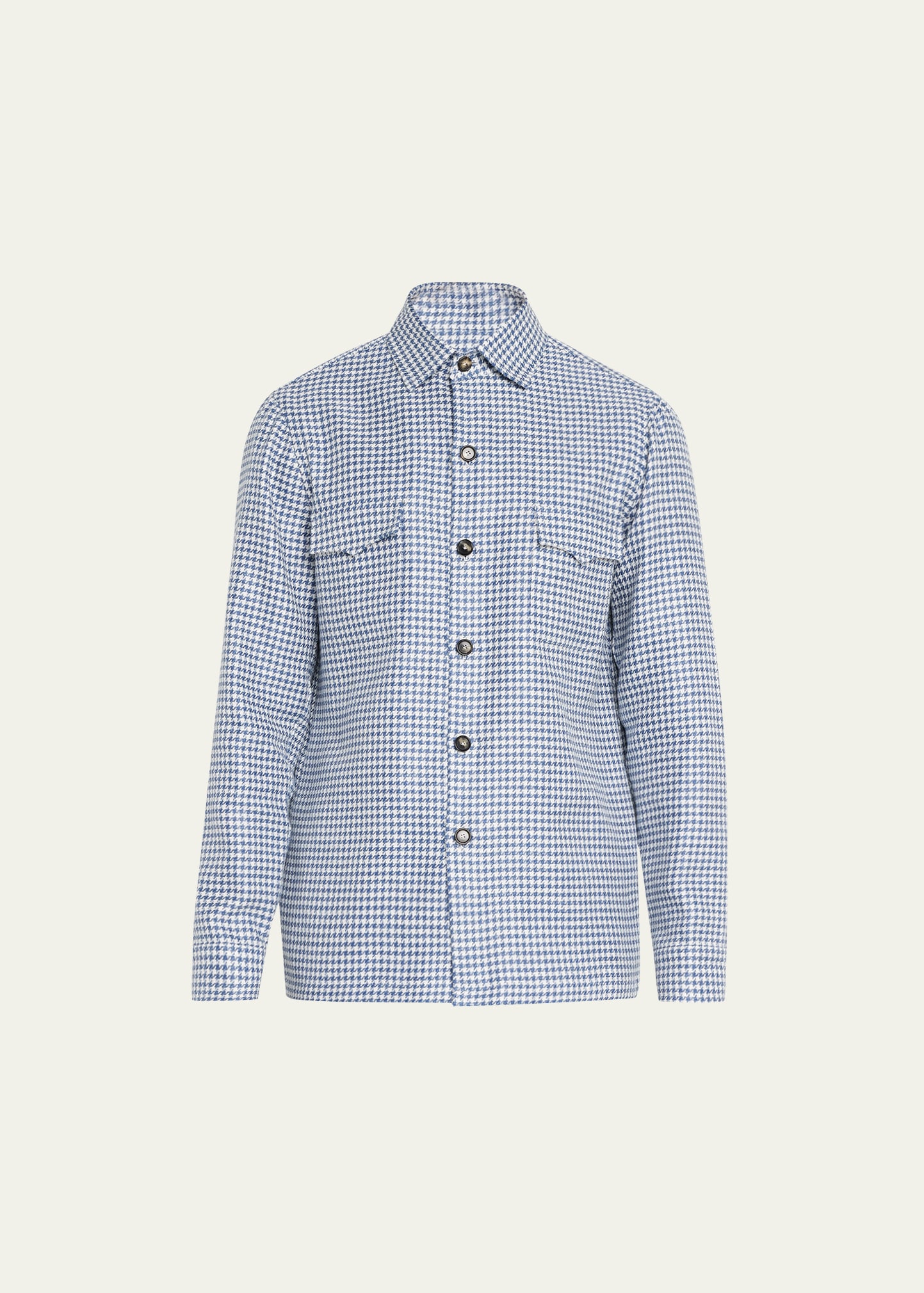 Cesare Attolini Men's Linen-Cotton Houndstooth Shirt Jacket