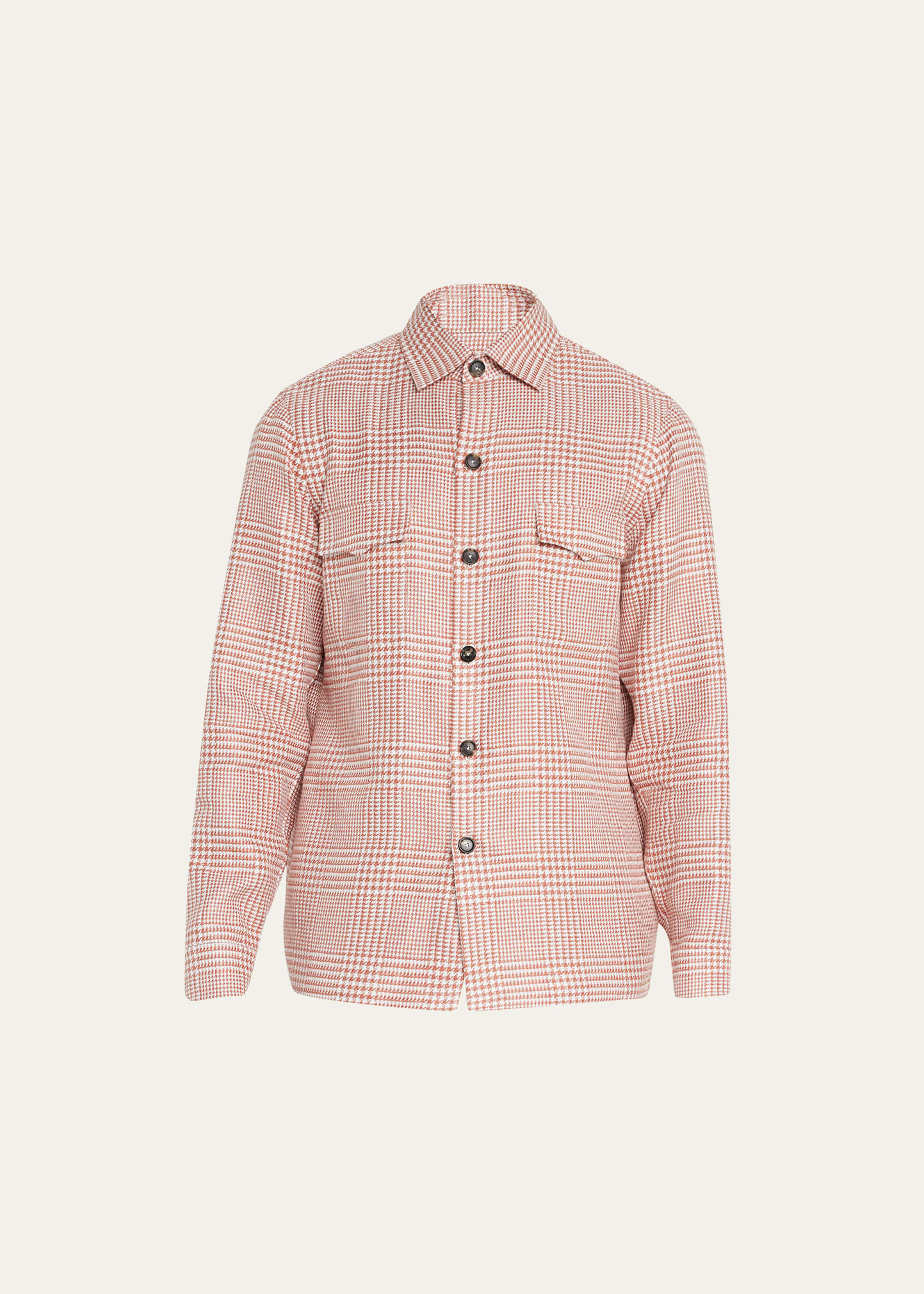 Cesare Attolini Men's Linen-Cotton Houndstooth Shirt Jacket