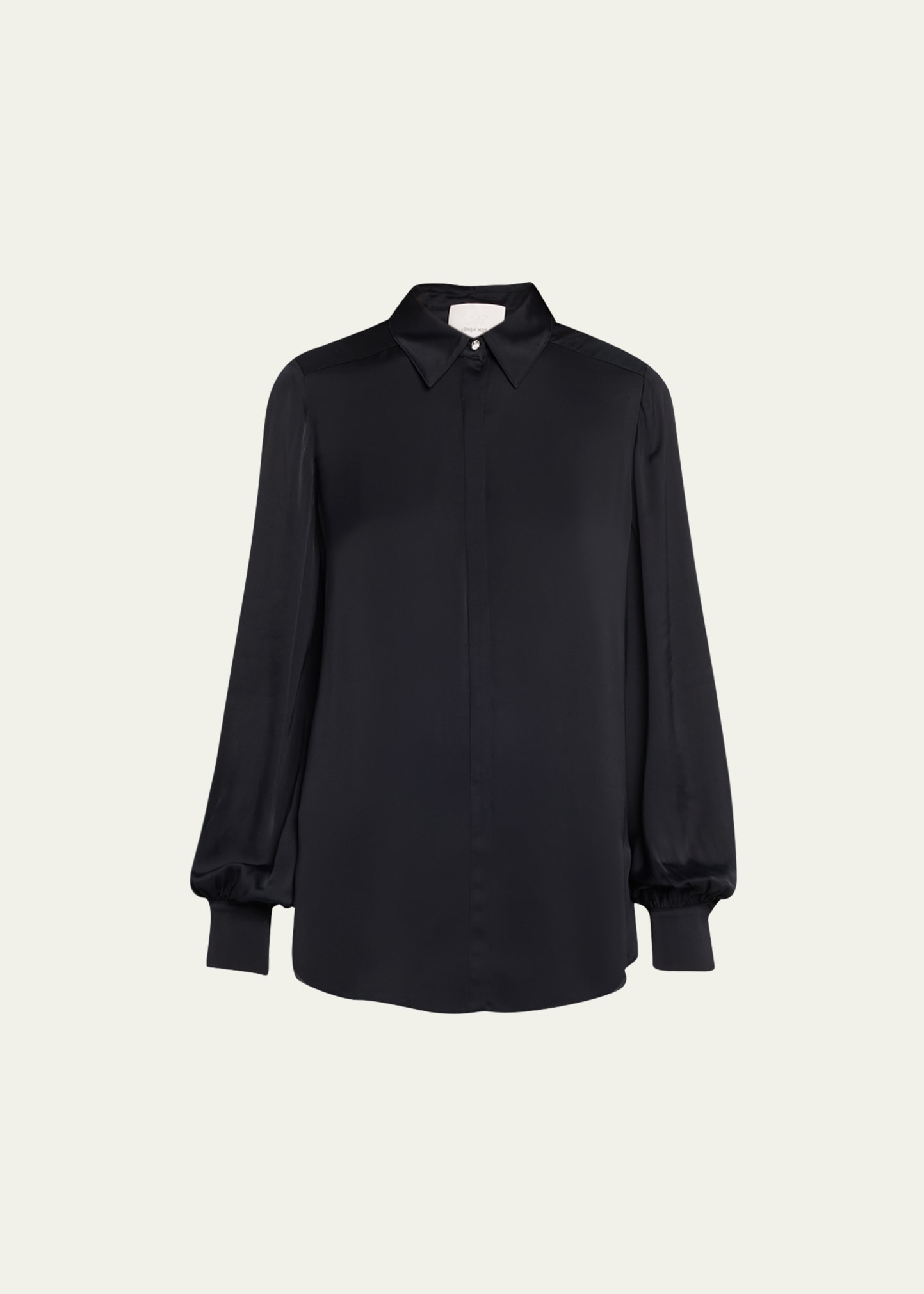 Kandice Point-Collar Button-Front Silk Shirt