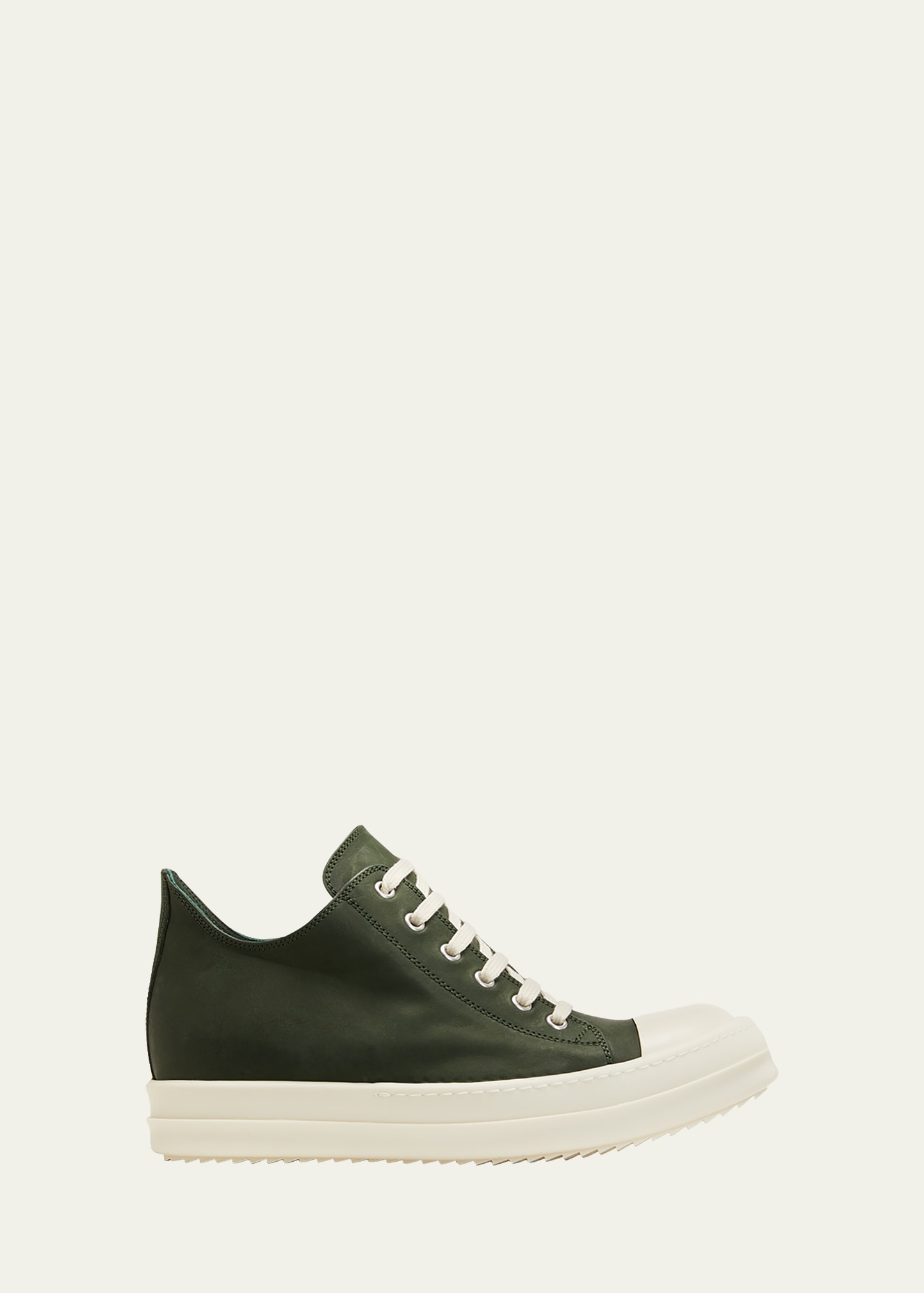 Rick Owens Elegant Low Top Lace Up Sneakers For Women In Moss Milk Milk